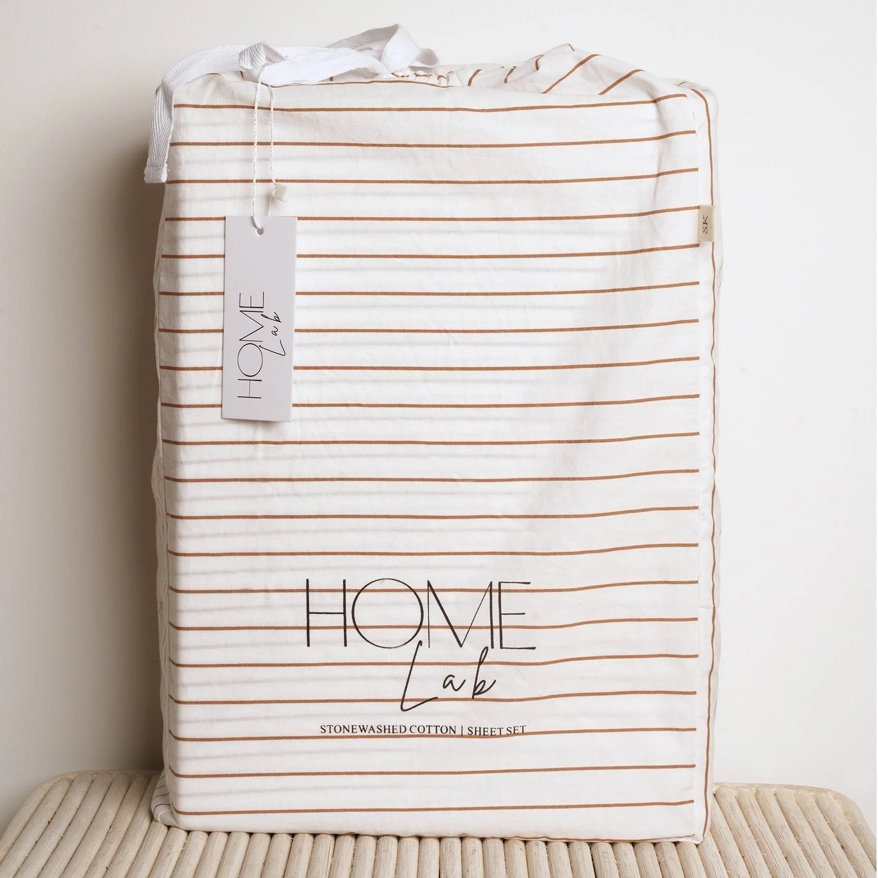 100% Stonewashed Cotton Sheet Set- Ginger Stripe - Image 5