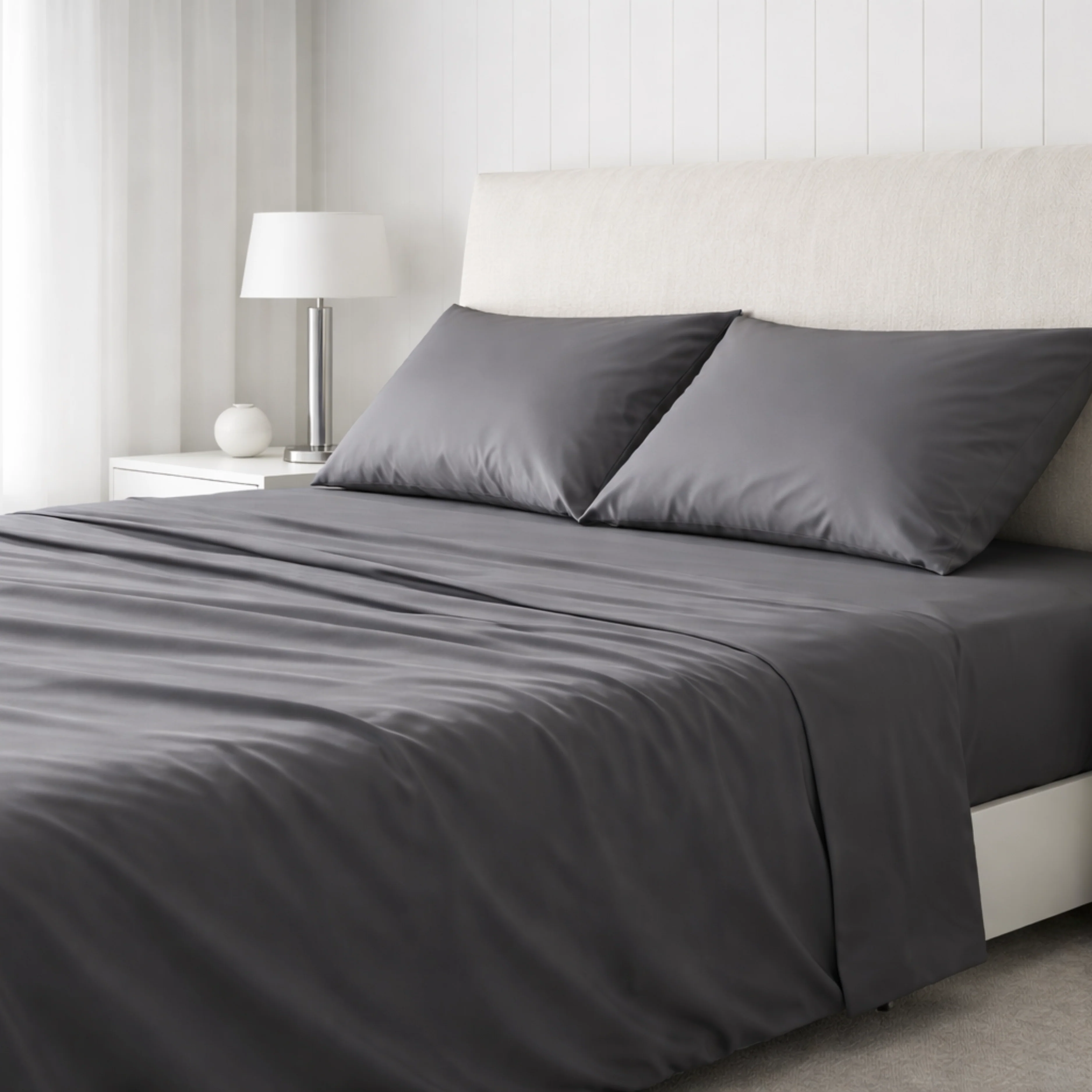 100% Cotton Soft Luxe 500TC Sheet Set- Shadow Grey - Image 3