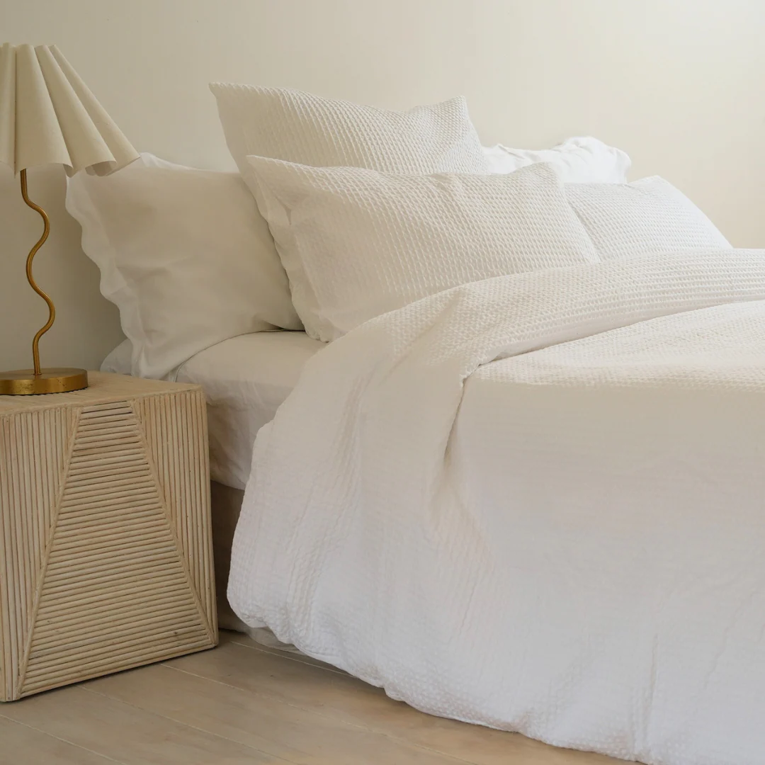 100% Cotton Waffle Euro Pillowcase- White - Image 2