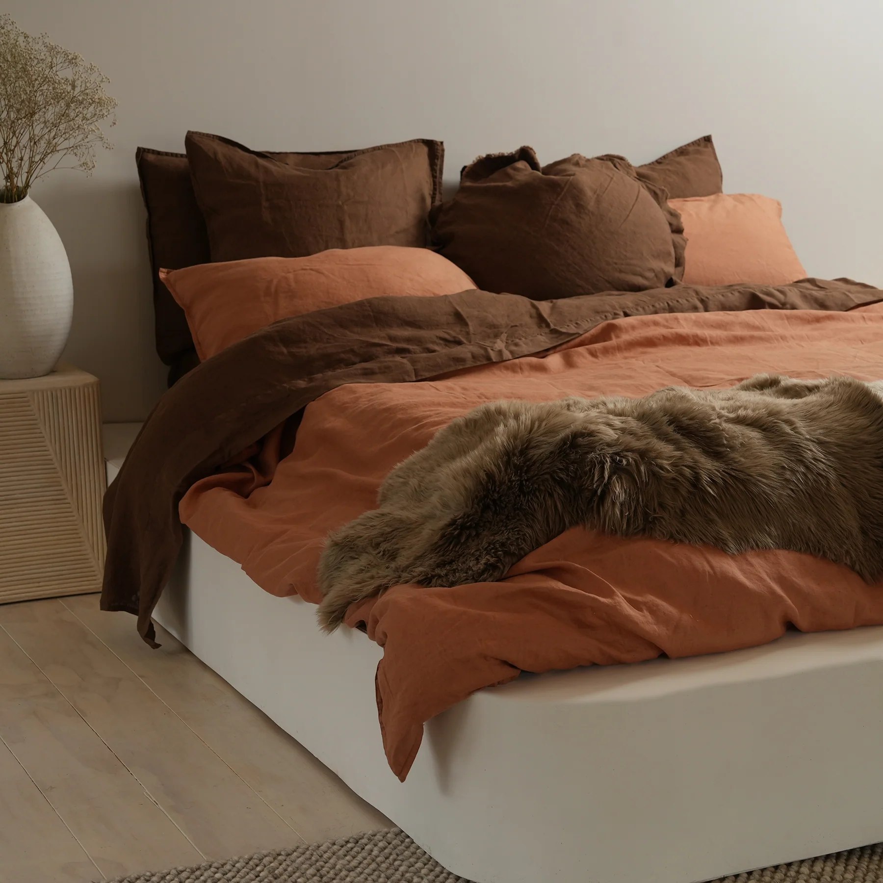 100% French Flax Linen Duvet Cover Set - Hazelnut - Image 2