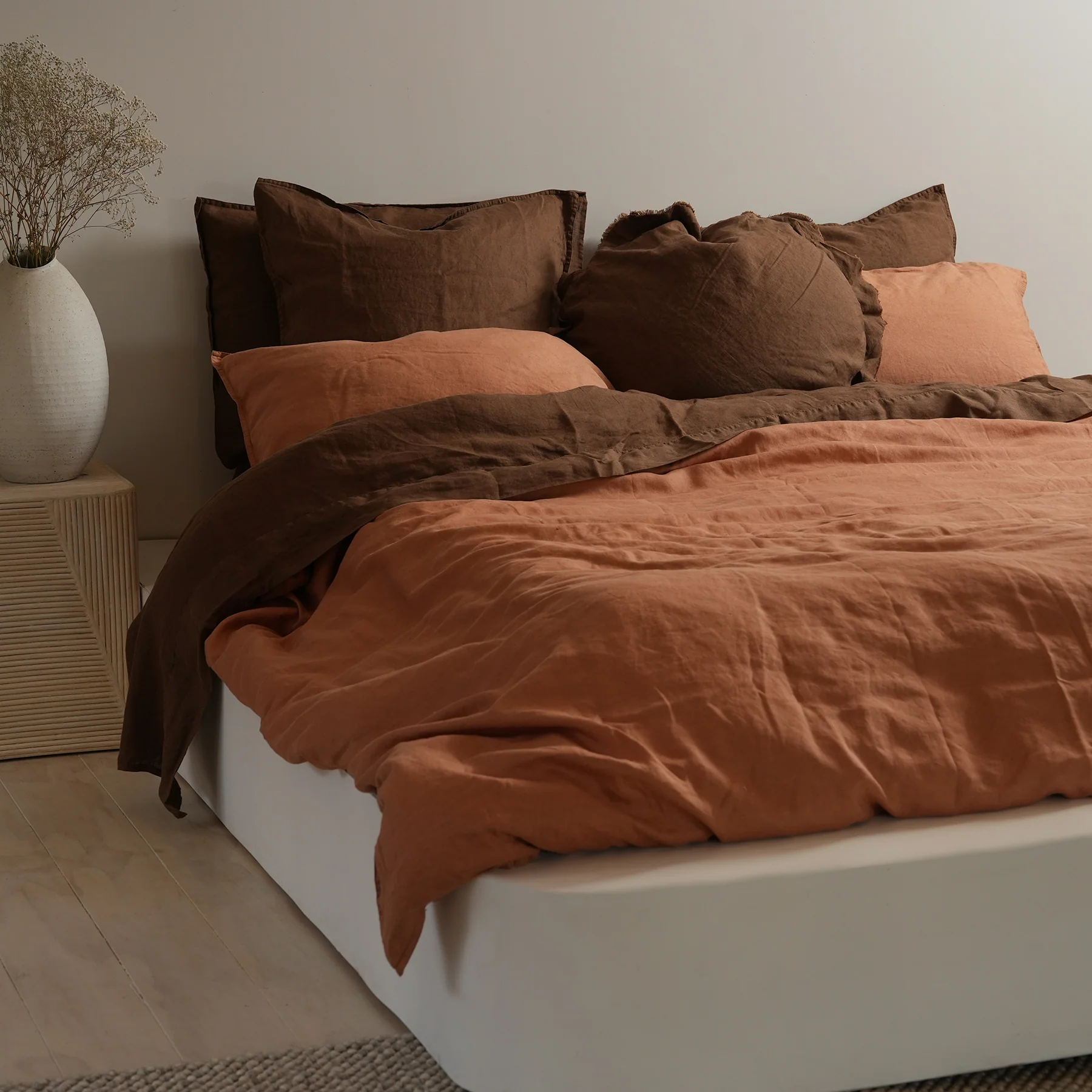 100% French Flax Linen Duvet Cover Set - Hazelnut - Image 4