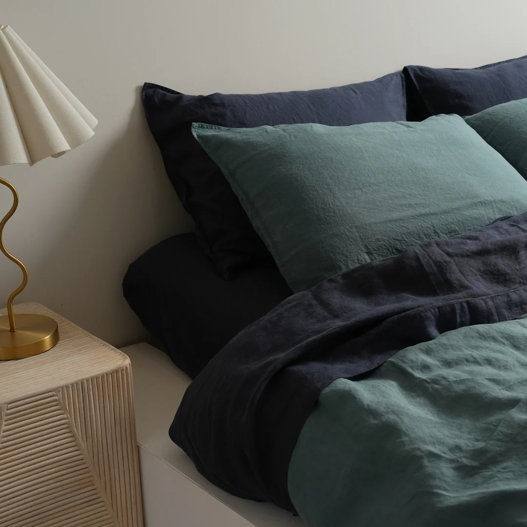 100% French Flax Linen Duvet Cover Set - Lagoon - Image 2