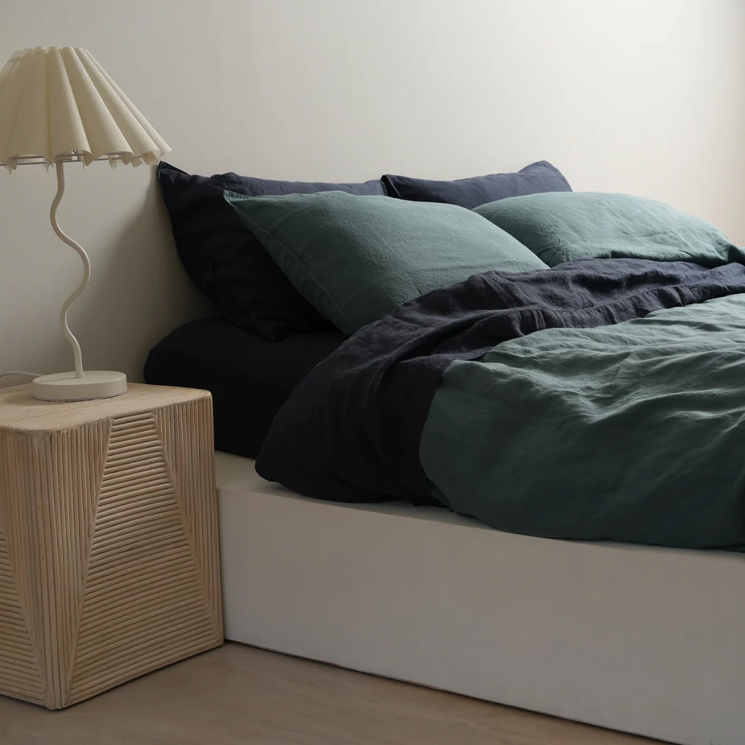 100% French Flax Linen Duvet Cover Set - Lagoon - Image 3