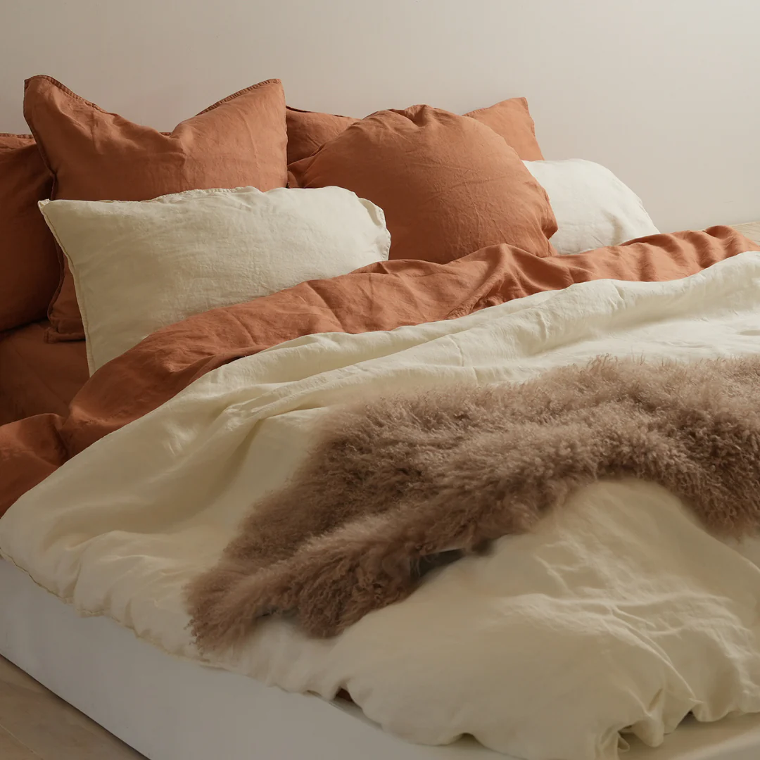 100% French Flax Linen Duvet Cover Set - Milk - Image 2