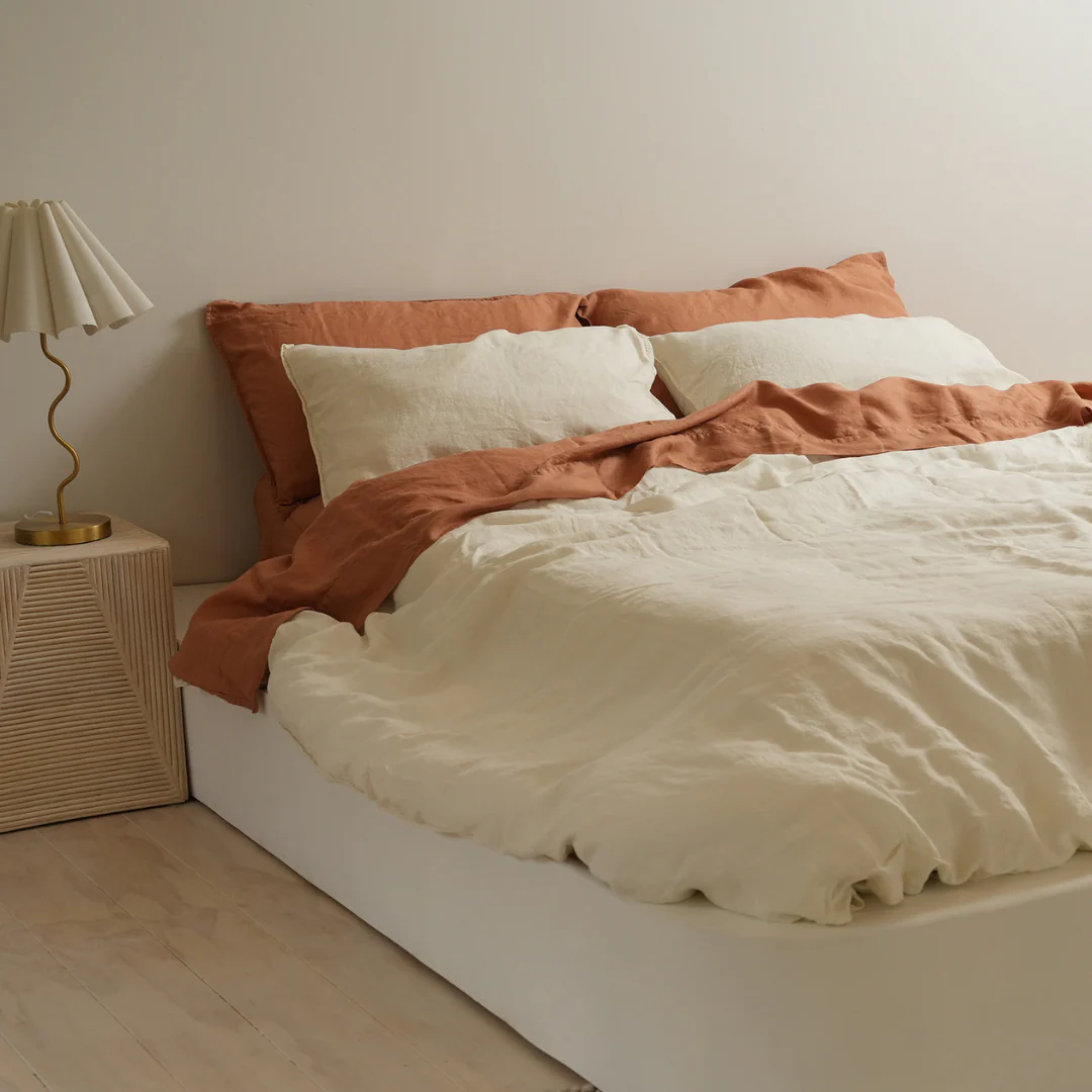 100% French Flax Linen Duvet Cover Set - Milk - Image 3