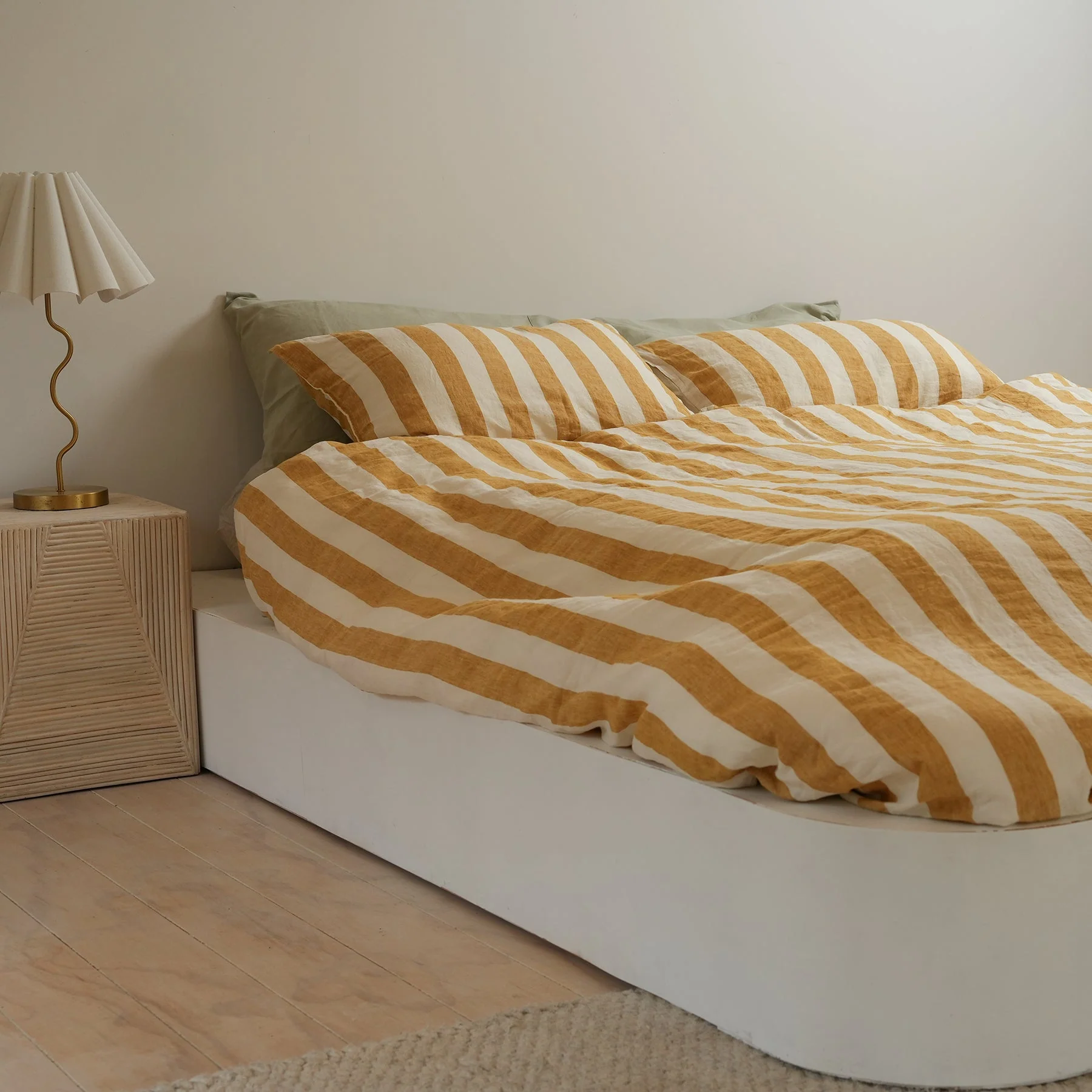 100% French Flax Linen Duvet Cover Set- Sunflower Stripe - Image 13