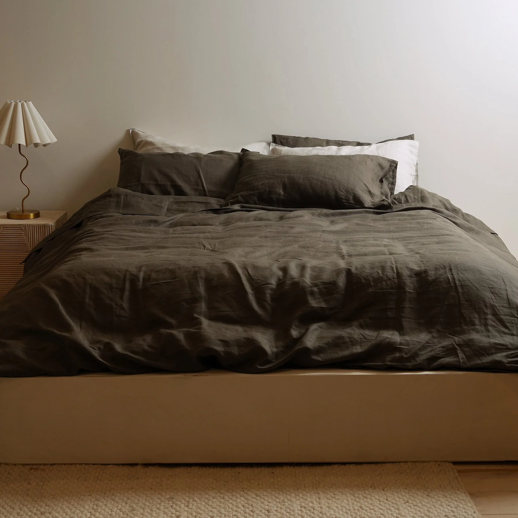 100% French Flax Linen Duvet Set- Deep Moss - Image 4