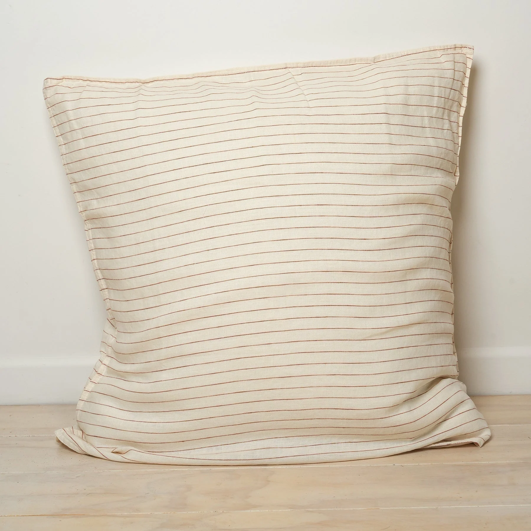 100% French Flax Linen Euro pillowcase- Ginger Pinstripe