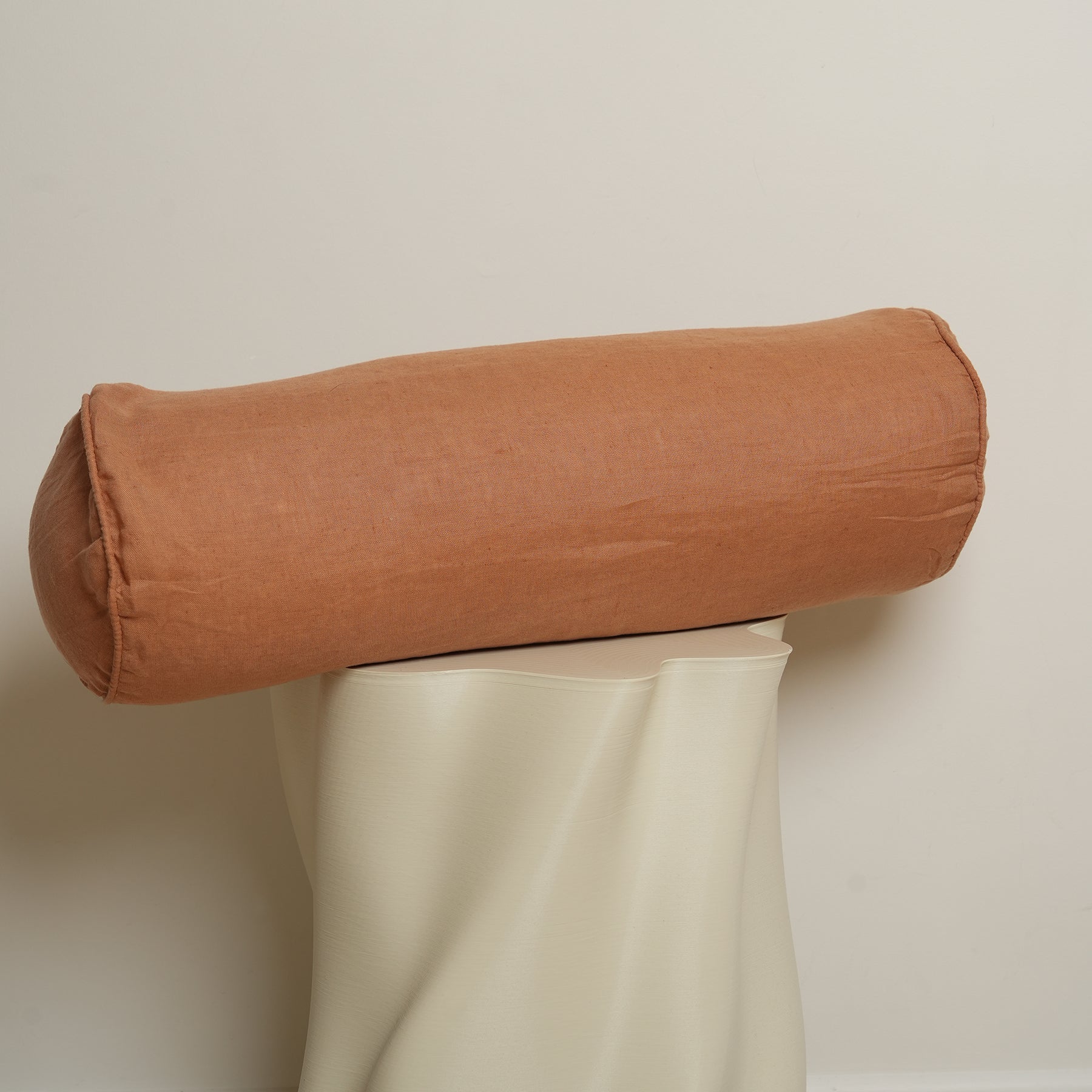 100% French Flax Linen Feather filled Bolster Cushion- Hazelnut