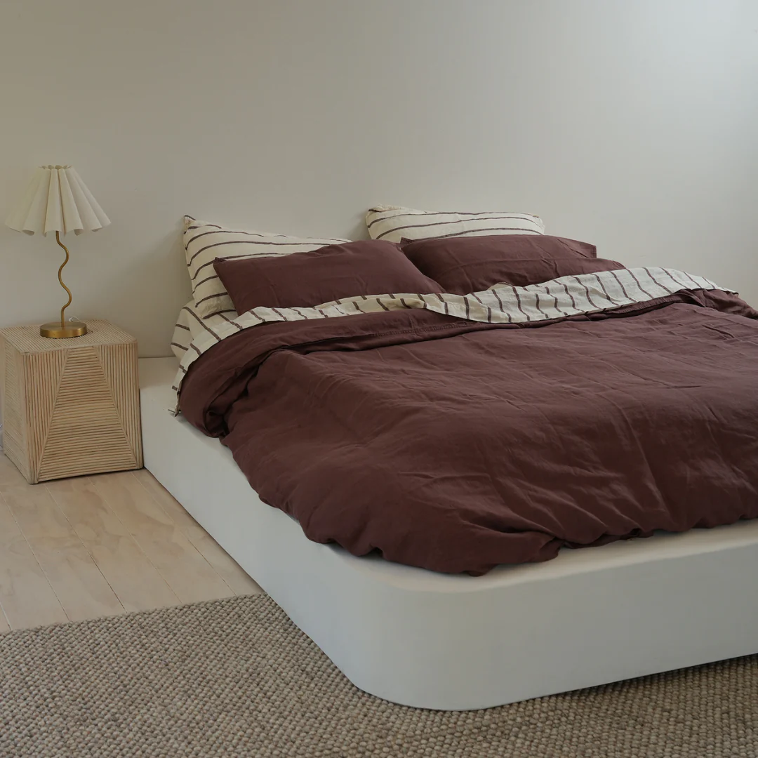 100% French Flax Linen Sheet set- Cocoa Stripe - Image 3