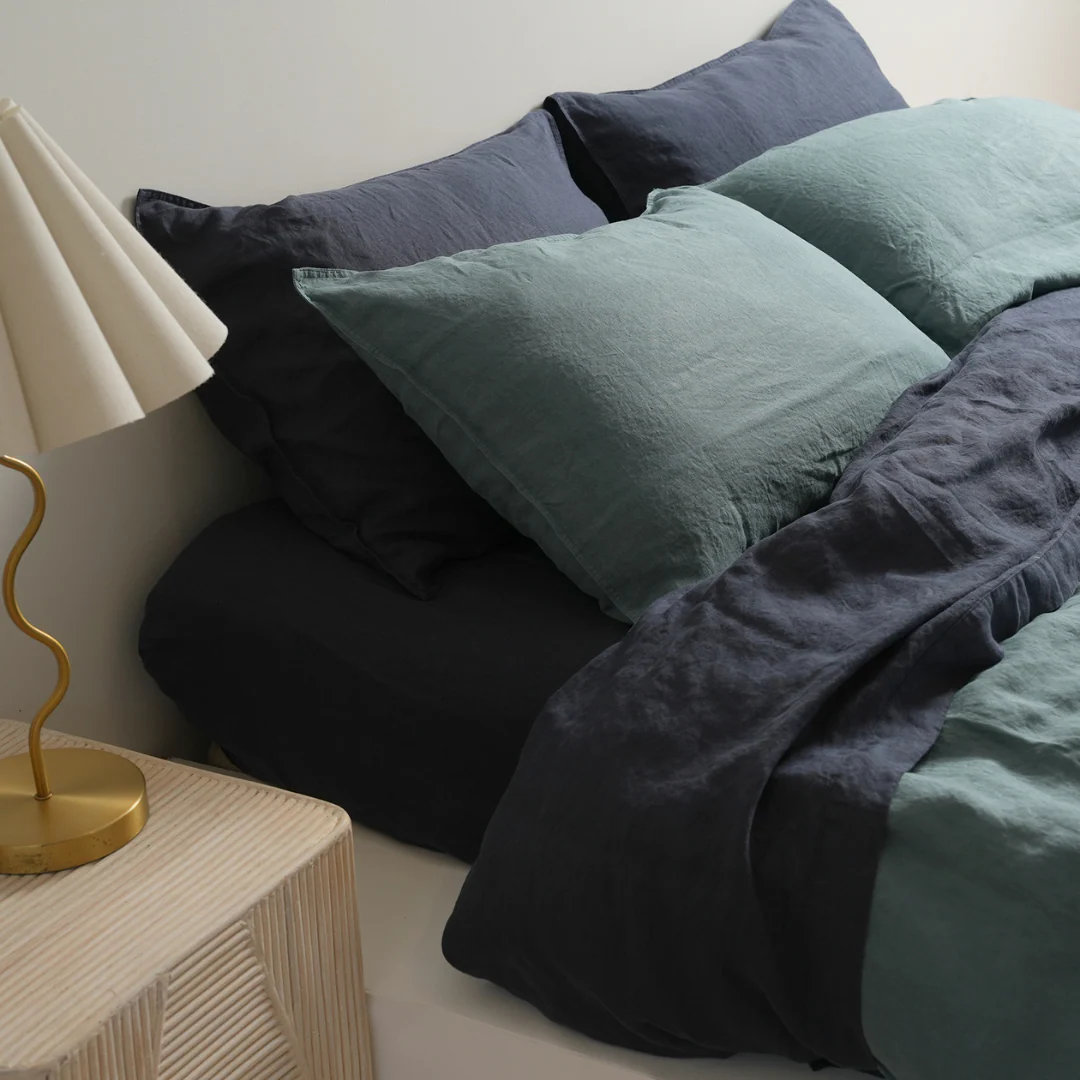 100% French Flax Linen Sheet set- Midnight - Image 3