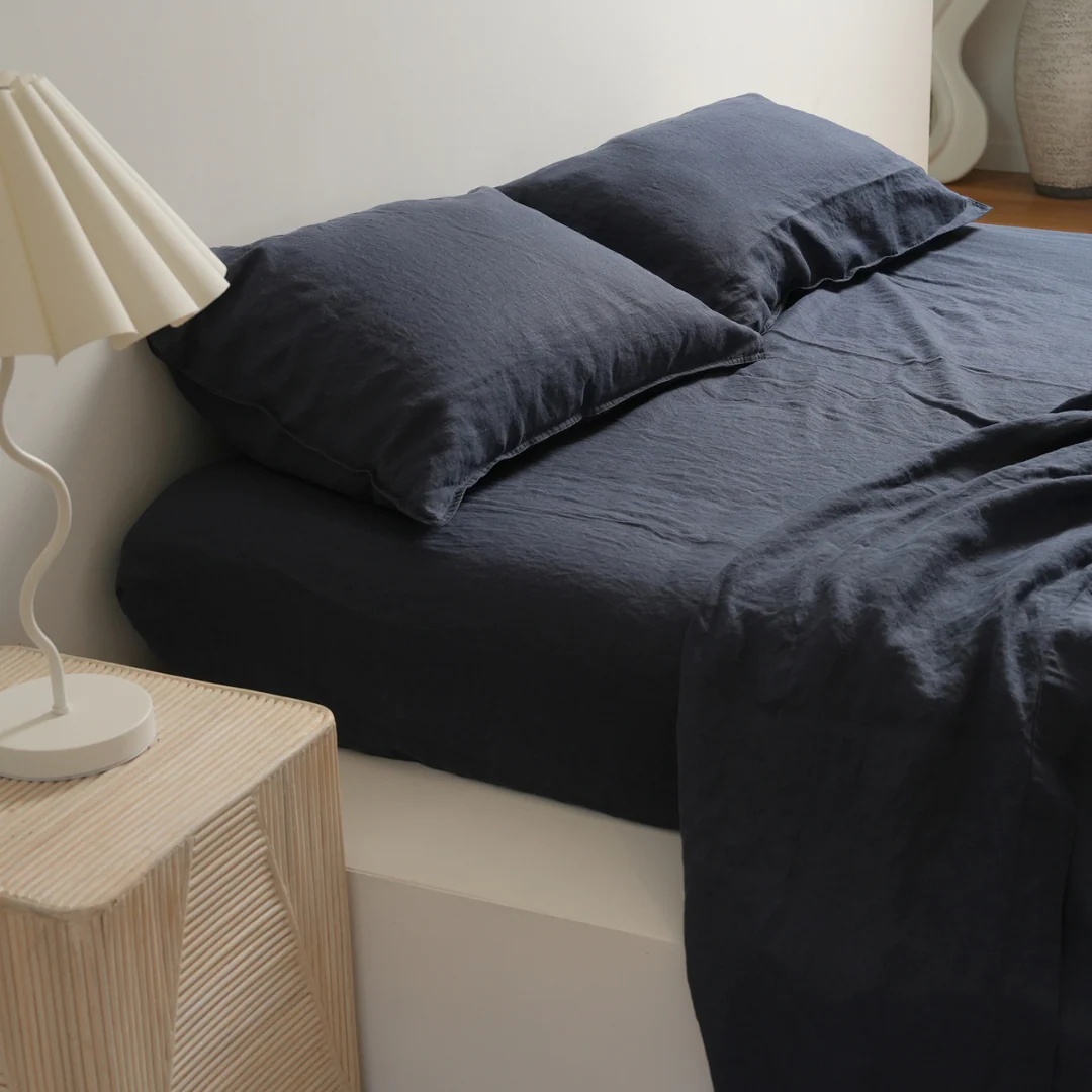 100% French Flax Linen Sheet set- Midnight - Image 4