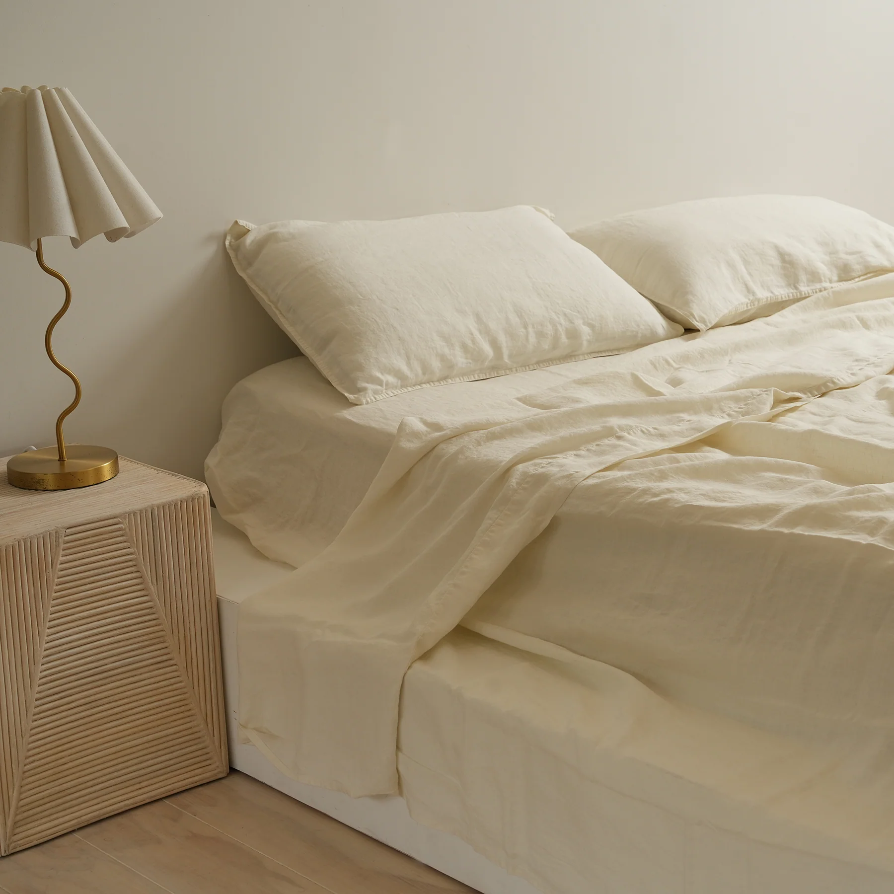 100% French Flax Linen Sheet set- Milk - Image 2