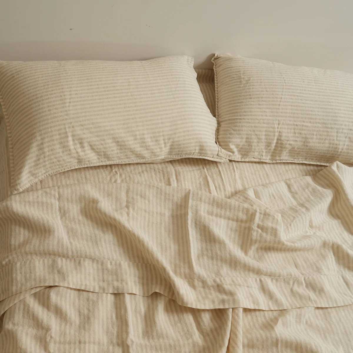 100% French Flax Linen Sheet set- Sand Stripe - Image 4