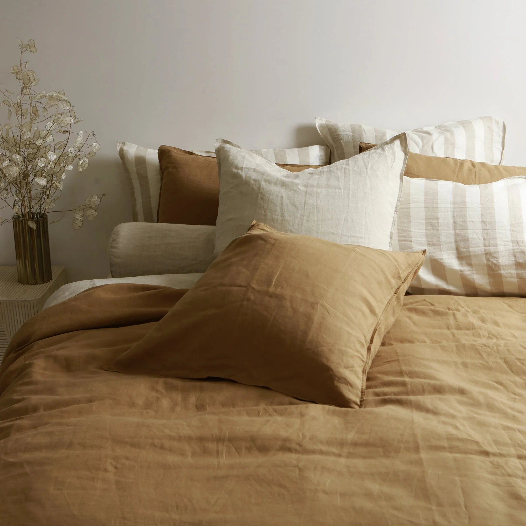 100% French Flax Linen Duvet Cover Set - Ginger - Image 3