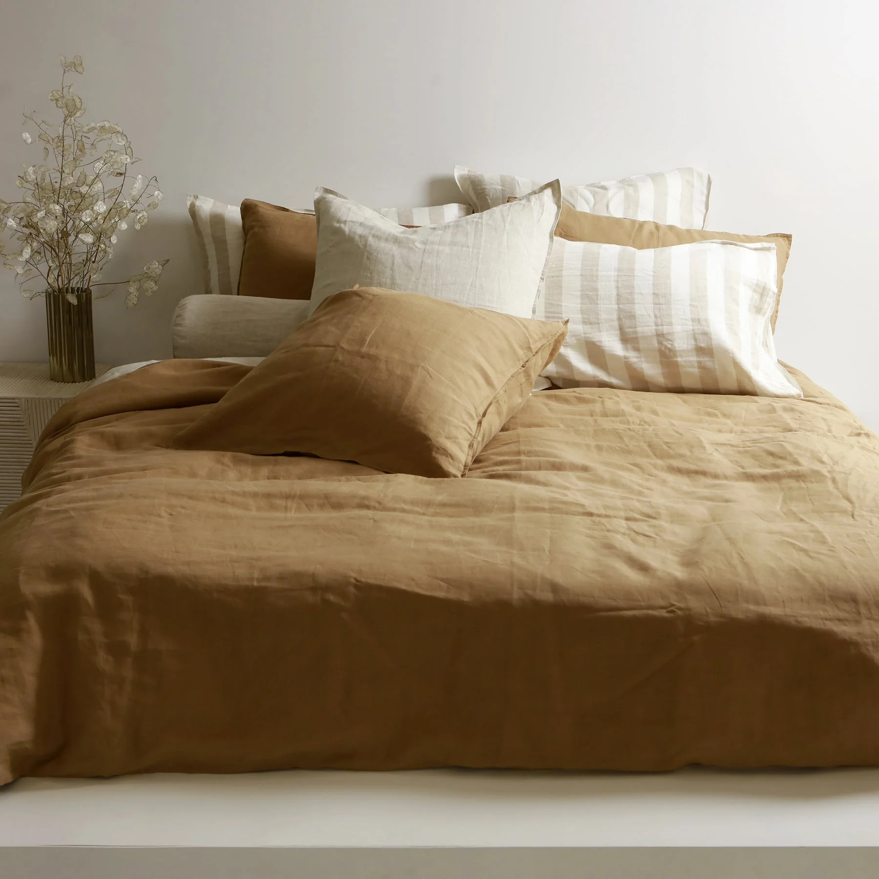 100% French Flax Linen Duvet Cover Set - Ginger - Image 4