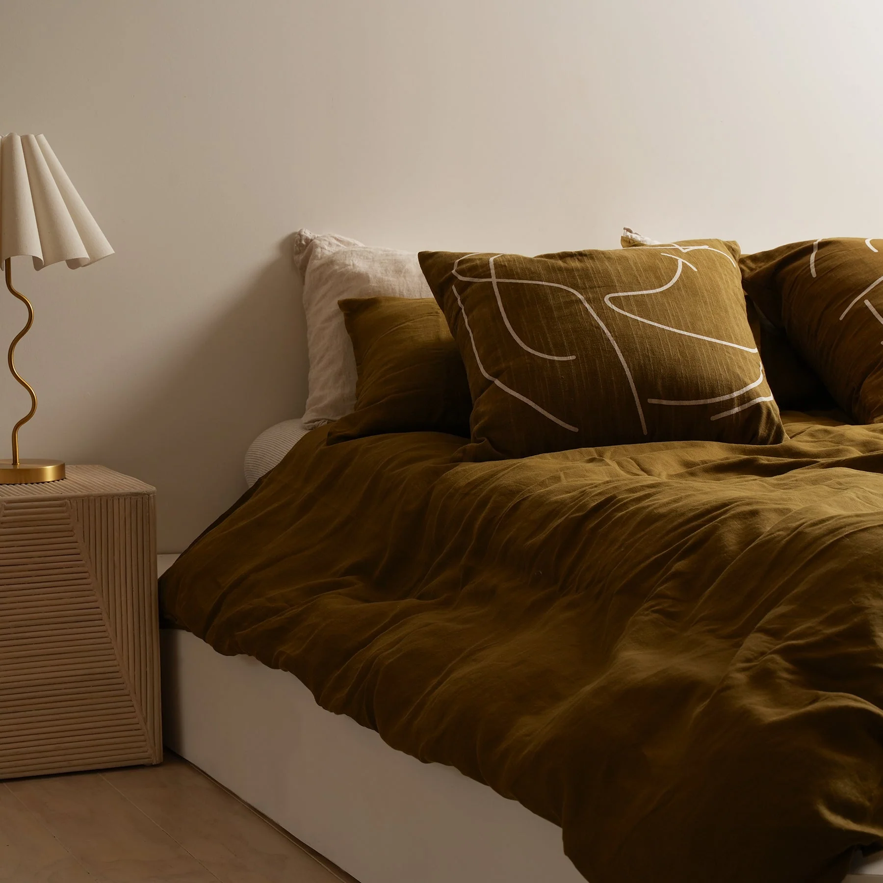 100% French Flax Linen Duvet Cover Set - Khaki - Image 2