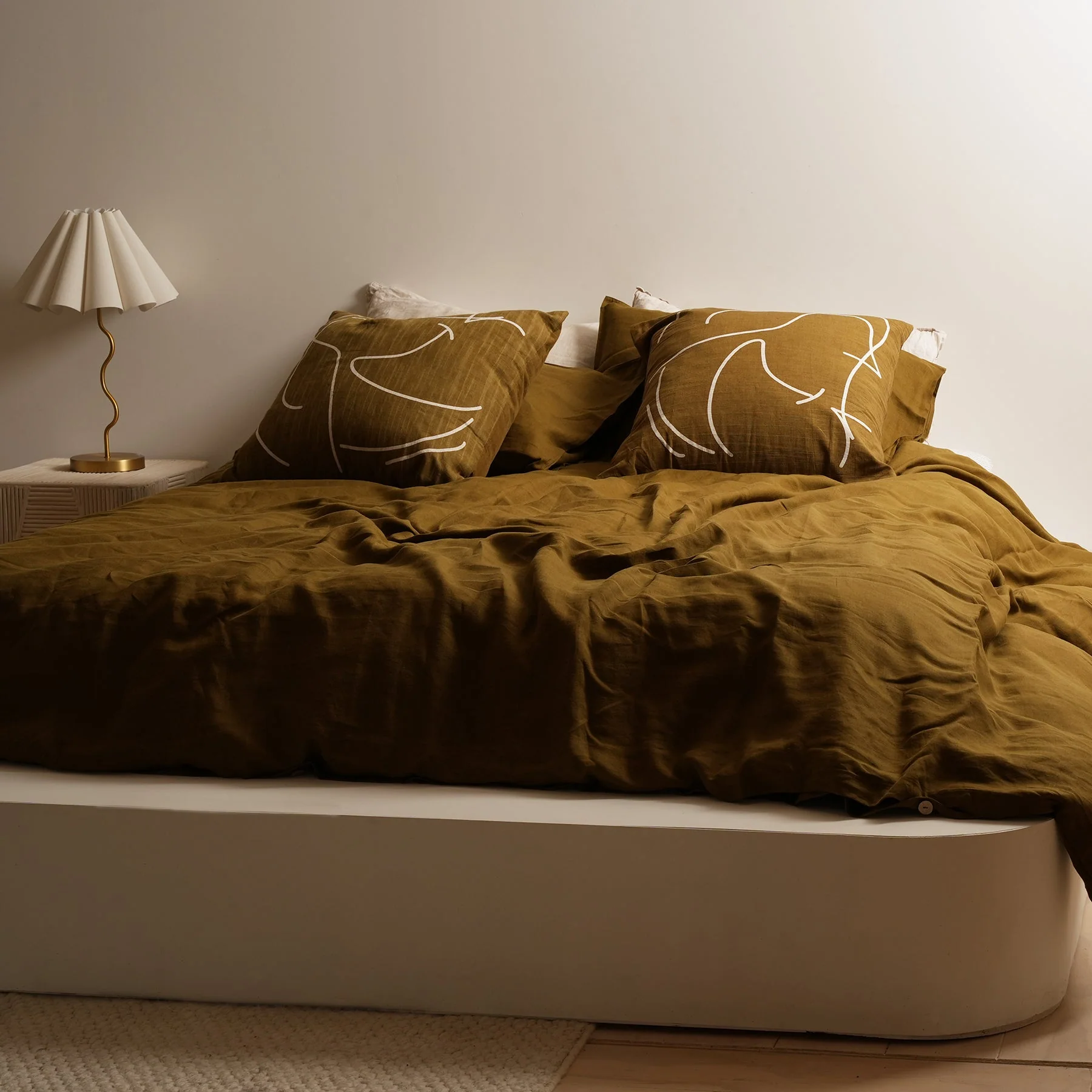 100% French Flax Linen Duvet Cover Set - Khaki - Image 3