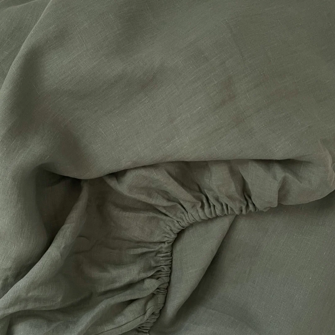 100% French Flax Linen Duvet Cover Set - Lichen - Image 4