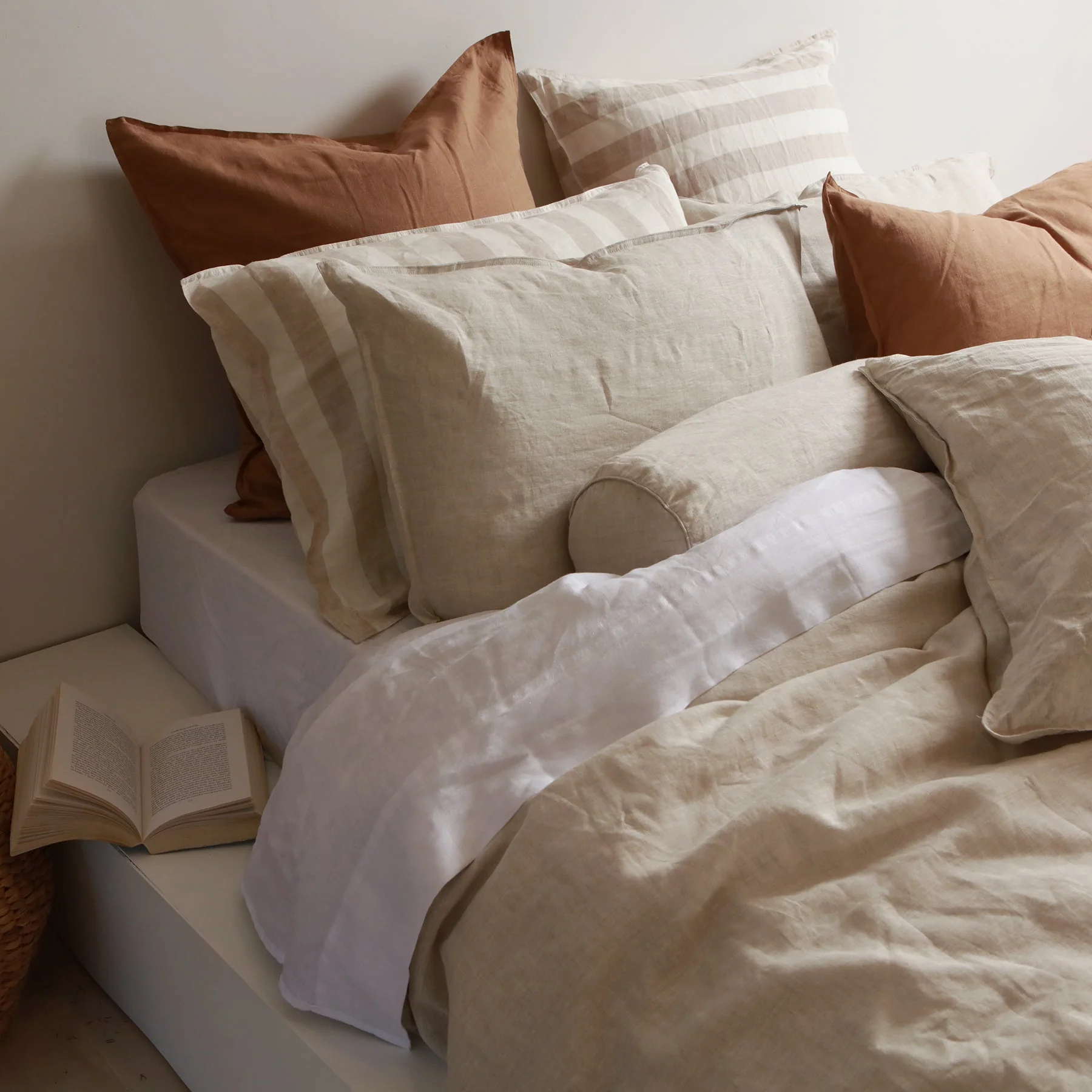 100% French Flax Linen Duvet Cover Set - Natural Oat - Image 3