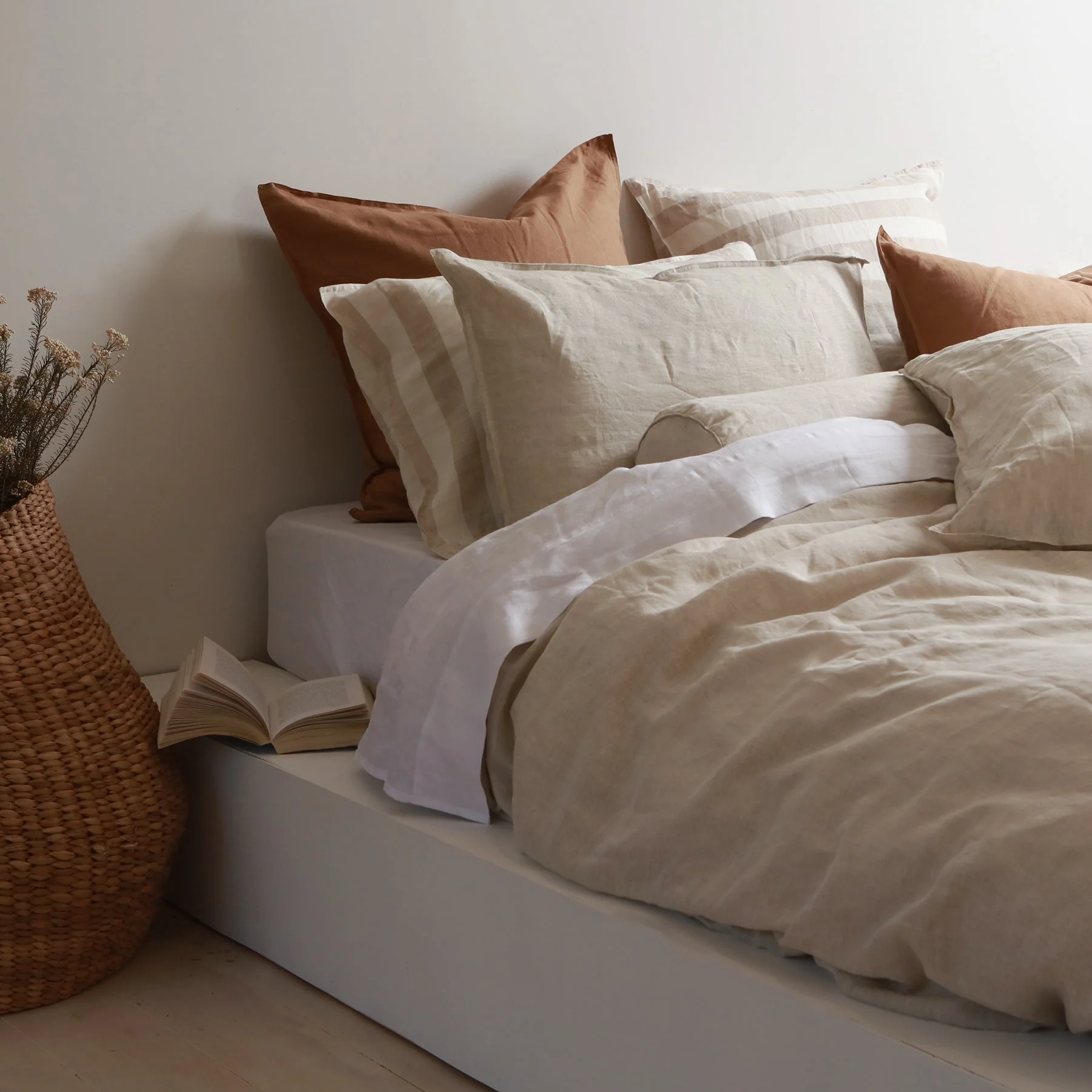 100% French Flax Linen Duvet Cover Set - Natural Oat - Image 4