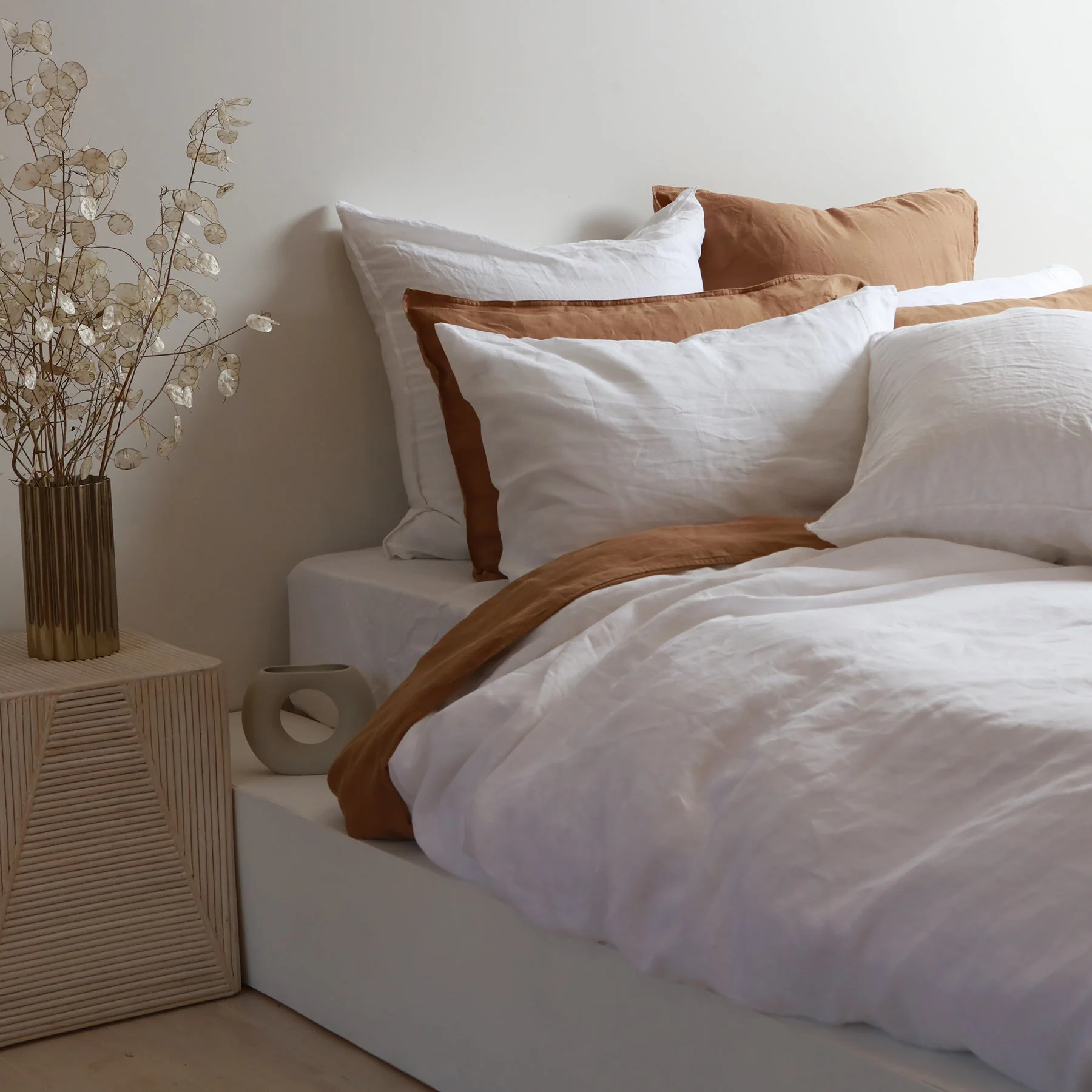 100% French Flax Linen Duvet Cover Set - White - Image 3