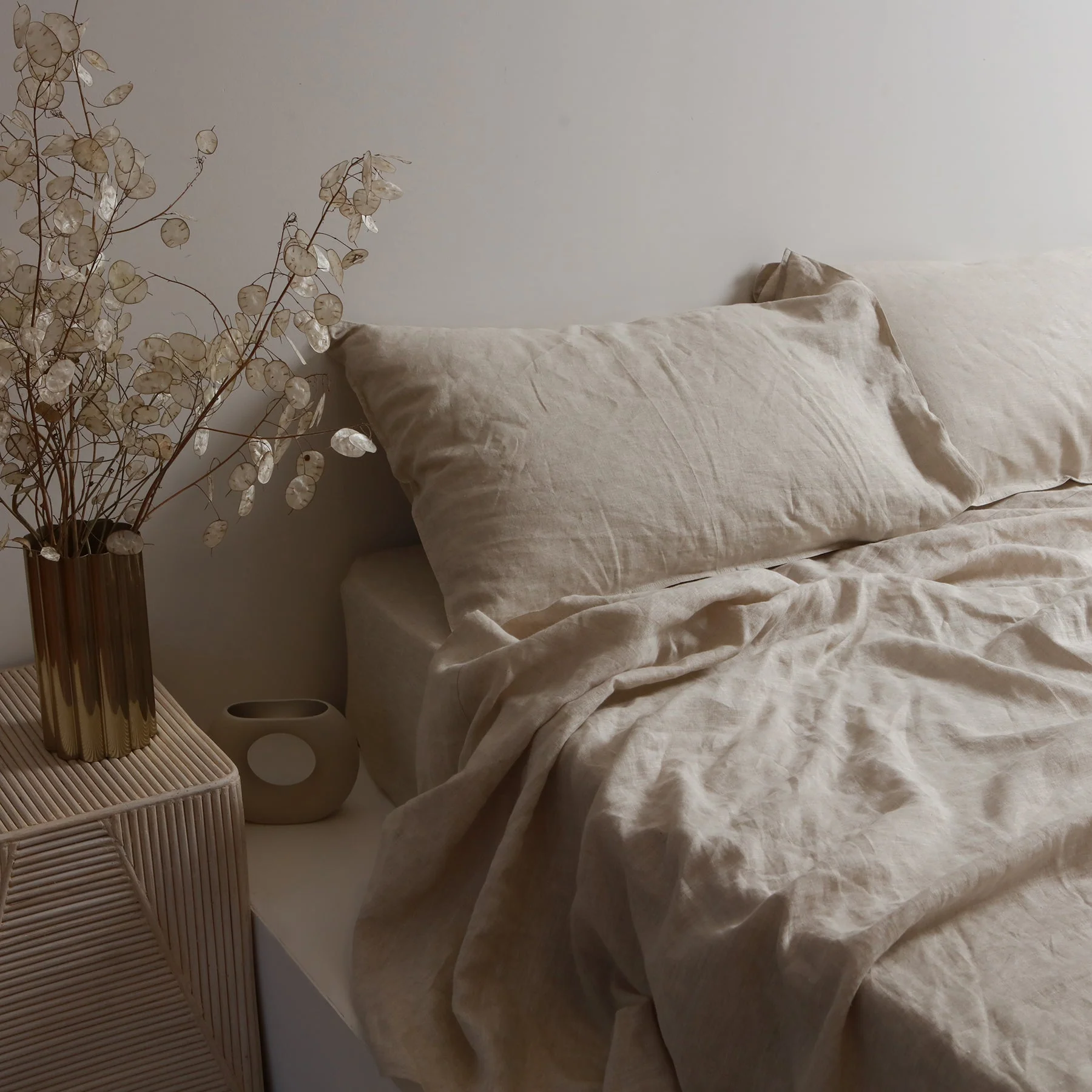 100% French Flax Linen Fitted sheet - Natural Oat - Image 3