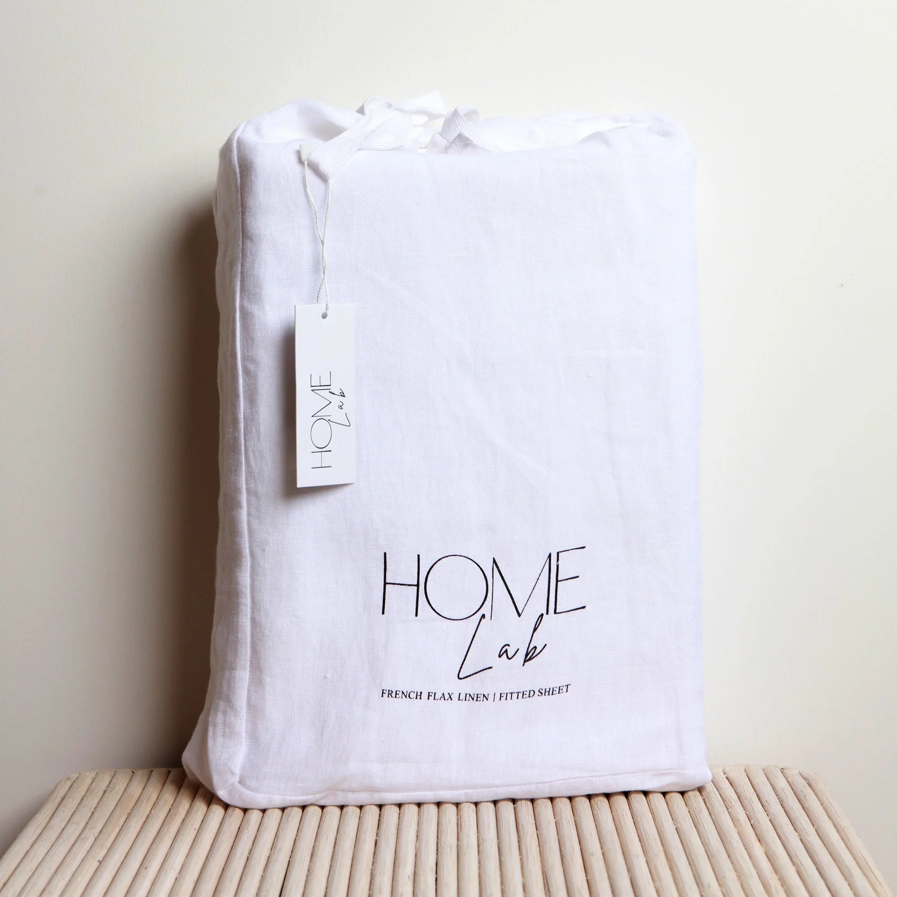 100% French Flax Linen Fitted sheet - White - Image 3