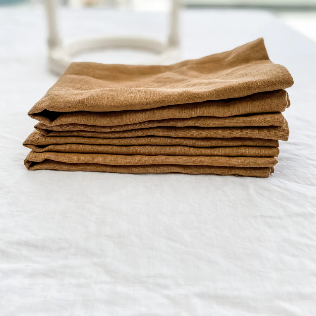 100% French Flax Linen Napkin- Set of 4 Ginger - Image 6