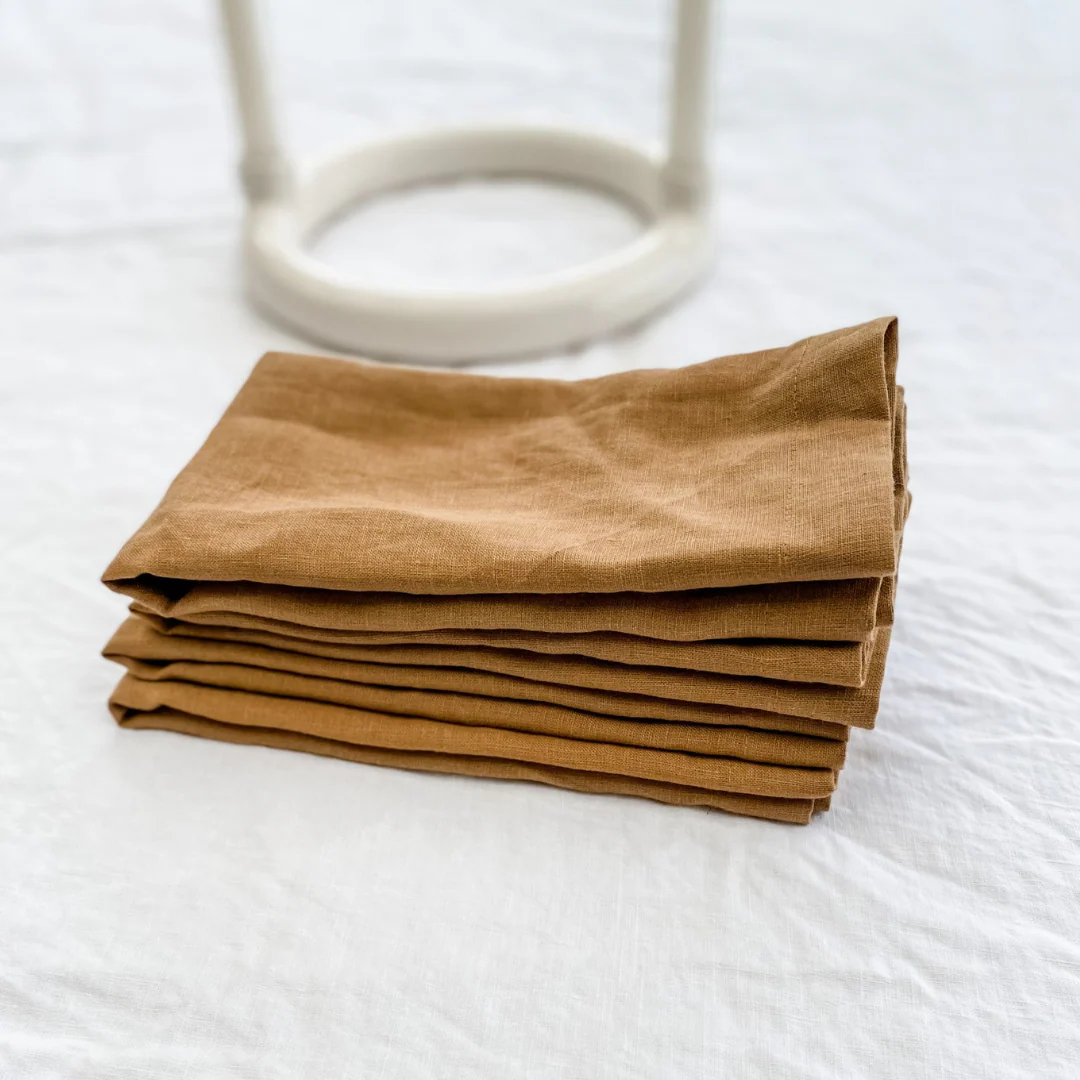 100% French Flax Linen Napkin- Set of 4 Ginger - Image 7