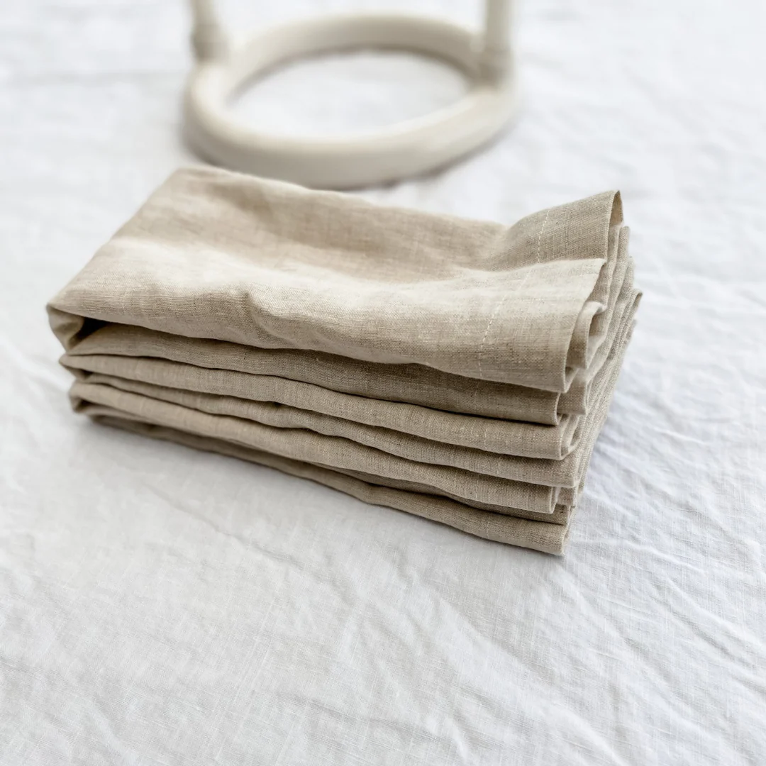 100% French Flax Linen Napkin- Set of 4 Natural Oat - Image 3