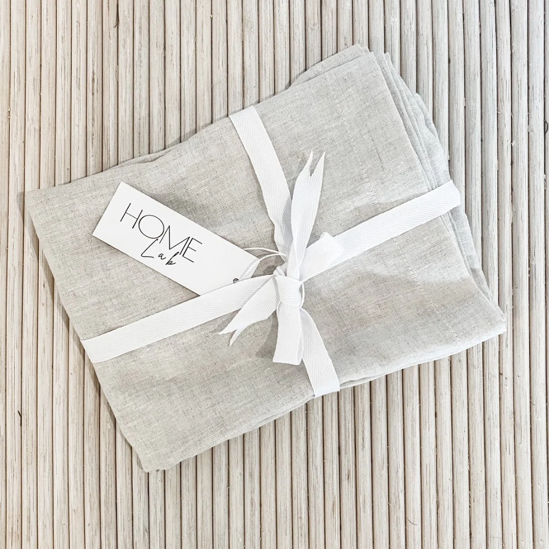 100% French Flax Linen Napkin- Set of 4 Natural Oat - Image 4