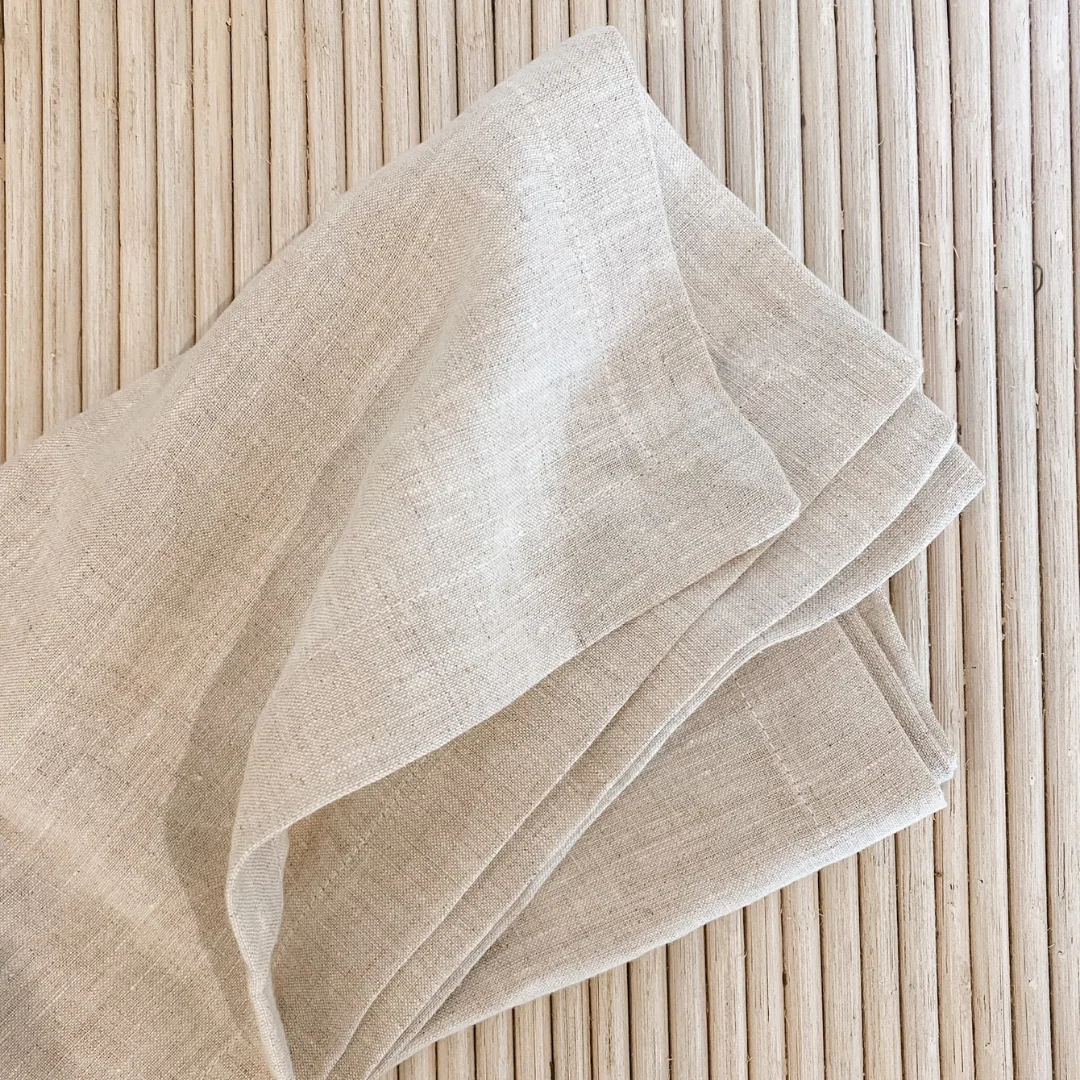100% French Flax Linen Napkin- Set of 4 Natural Oat - Image 6