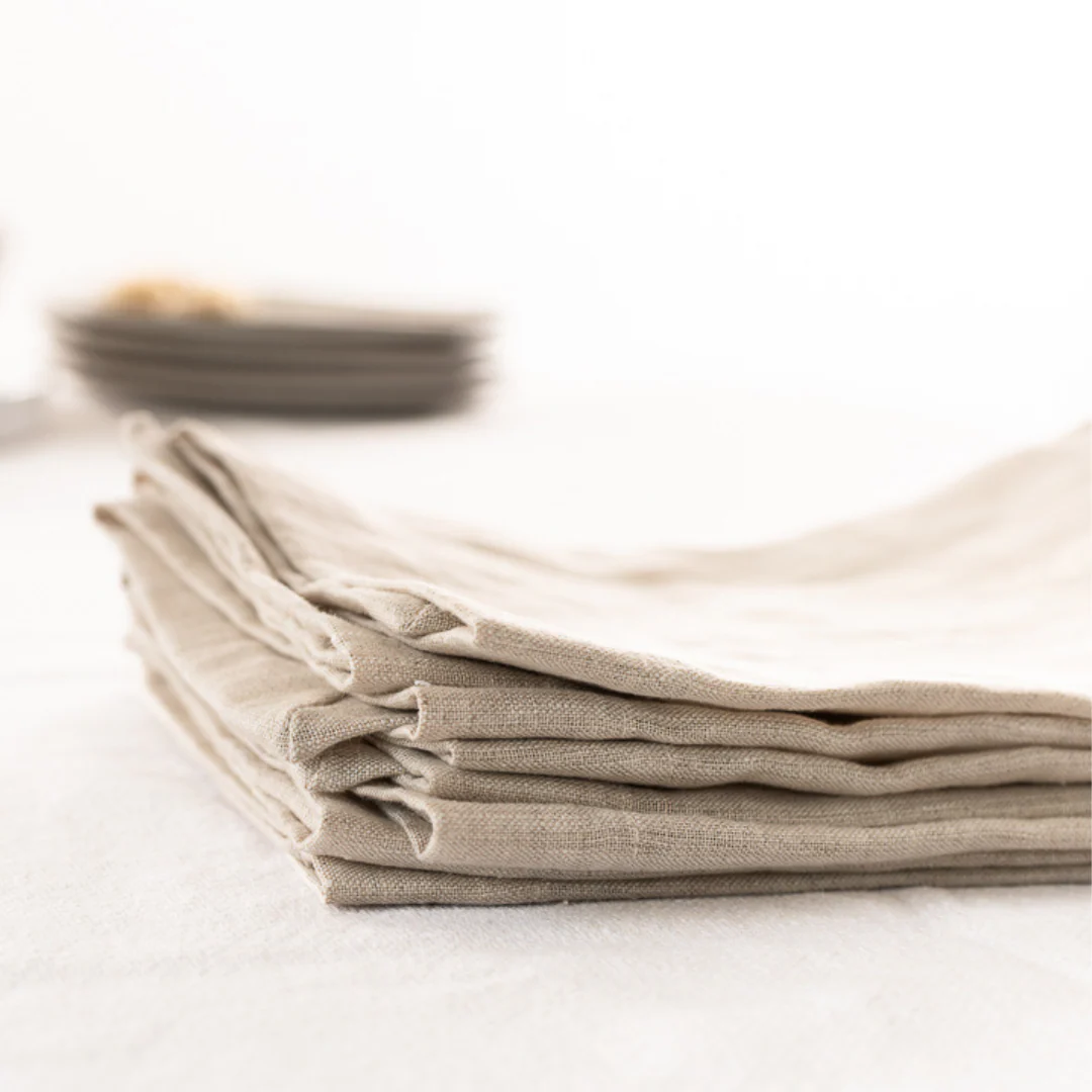 100% French Flax Linen Napkin- Set of 4 Natural Oat - Image 7