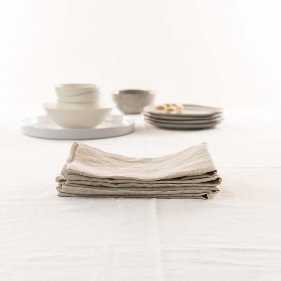 100% French Flax Linen Napkin- Set of 4 Natural Oat - Image 8