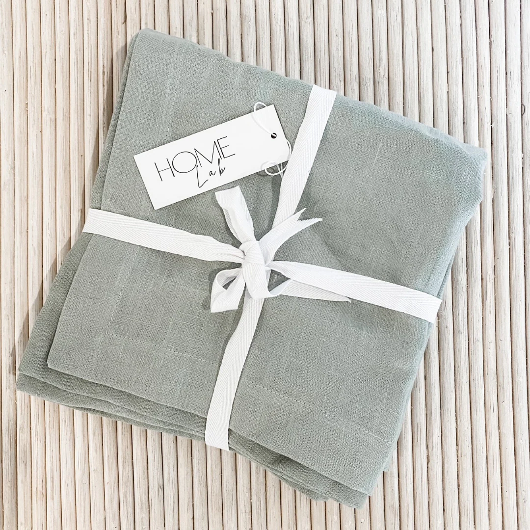 100% French Flax Linen Napkin- Set of 4 Sage - Image 6