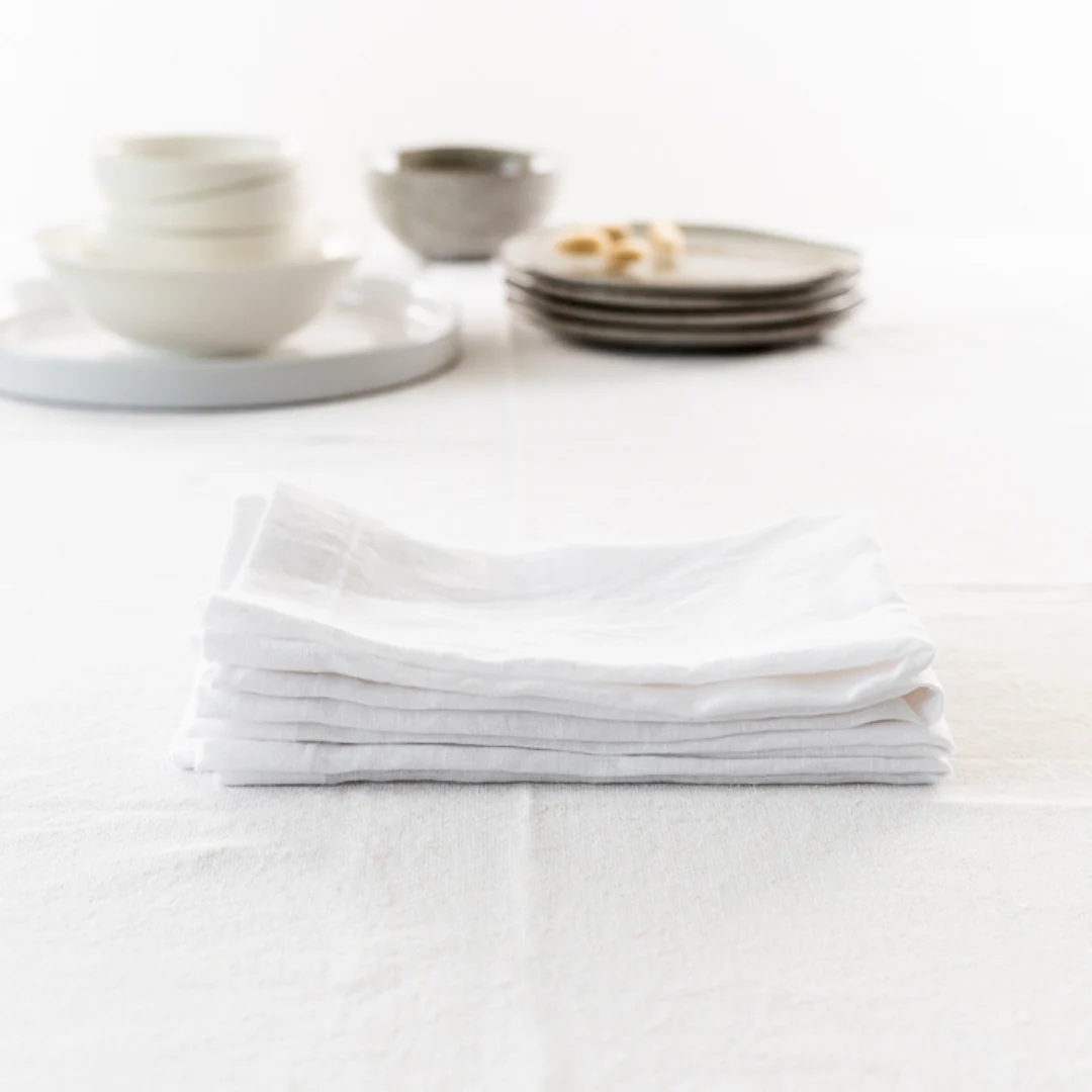 100% French Flax Linen Napkin- Set of 4 White - Image 3
