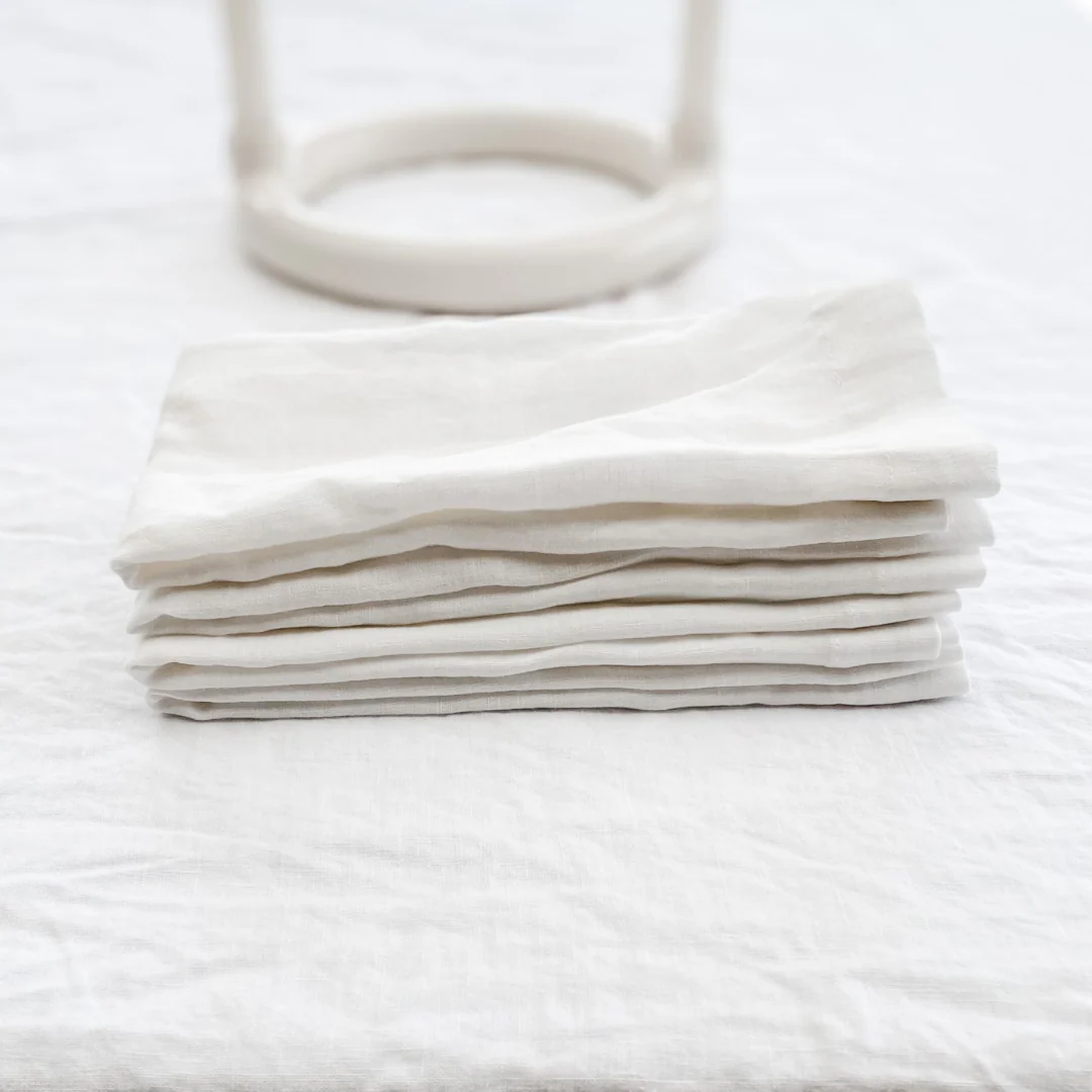 100% French Flax Linen Napkin- Set of 4 White - Image 4