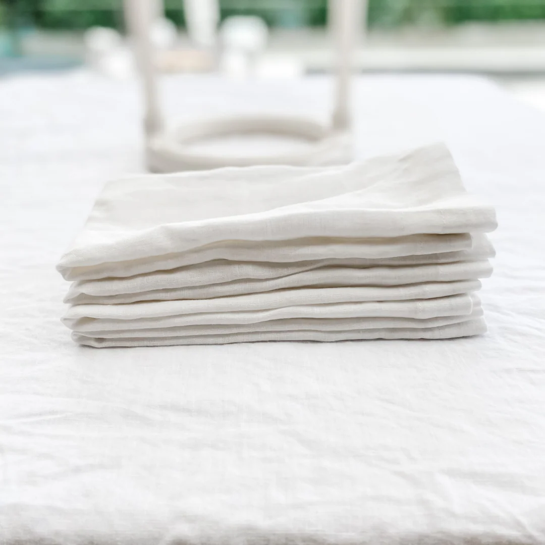 100% French Flax Linen Napkin- Set of 4 White - Image 5