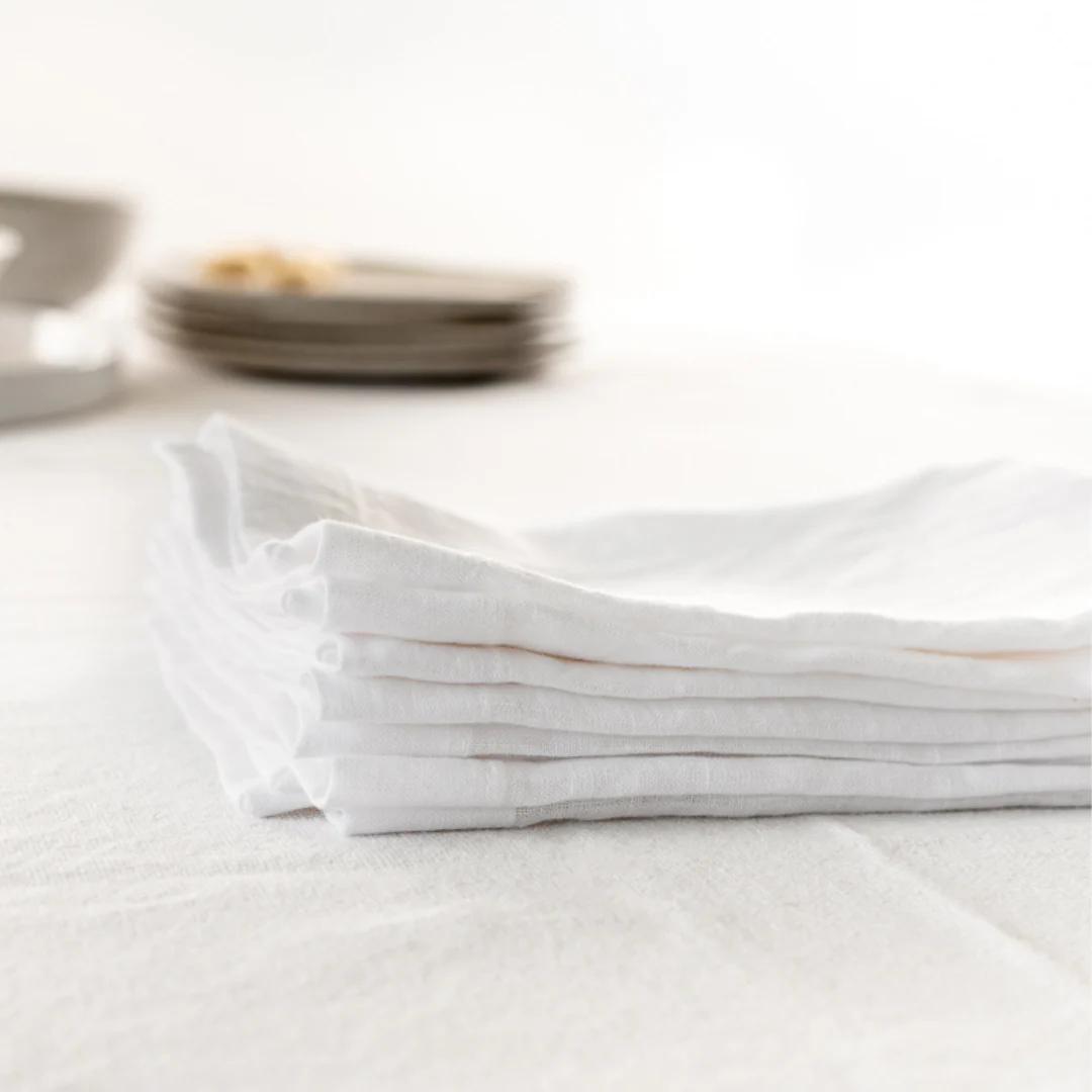 100% French Flax Linen Napkin- Set of 4 White - Image 7