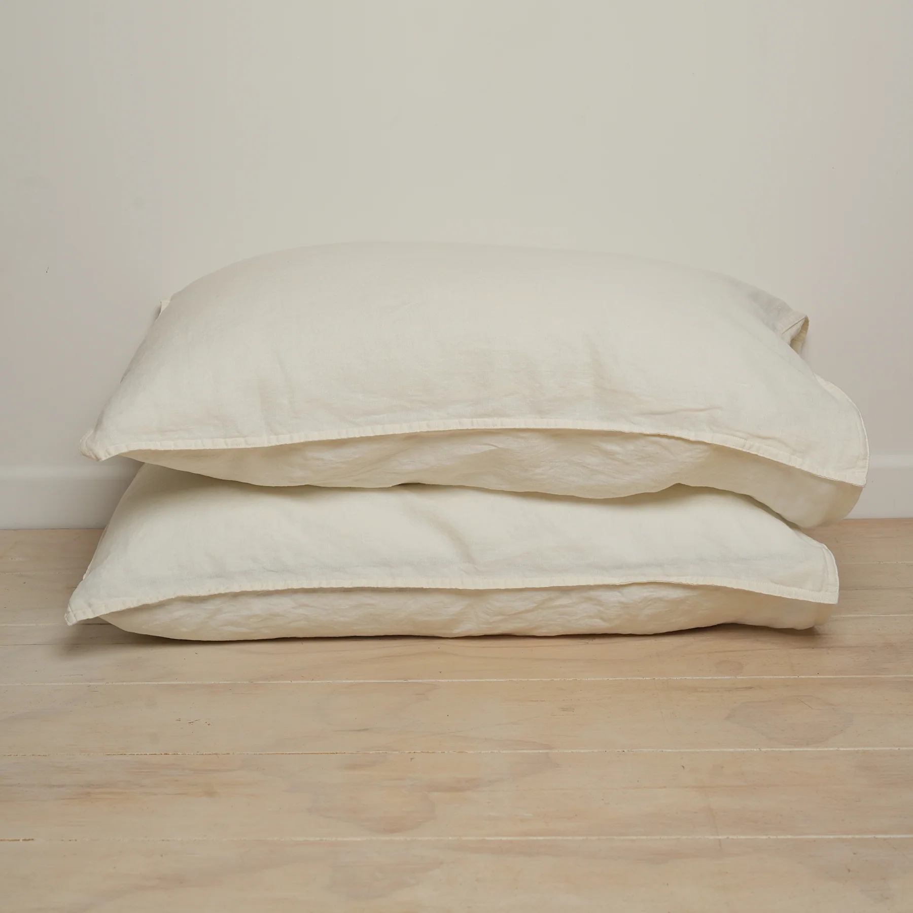 100% French Linen Pillowcase Pair- Milk