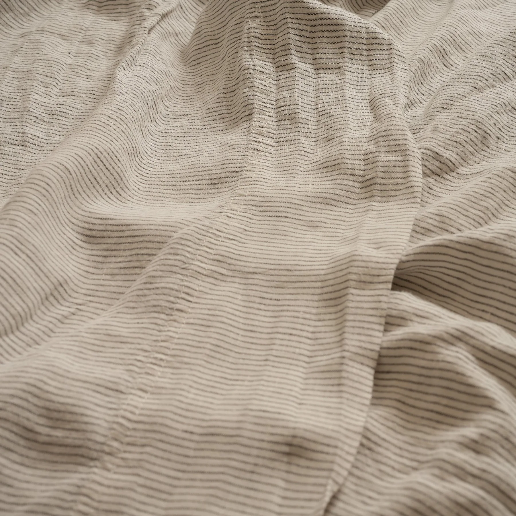100% French Flax Linen Sheet Set- Charcoal Pinstripe - Image 3