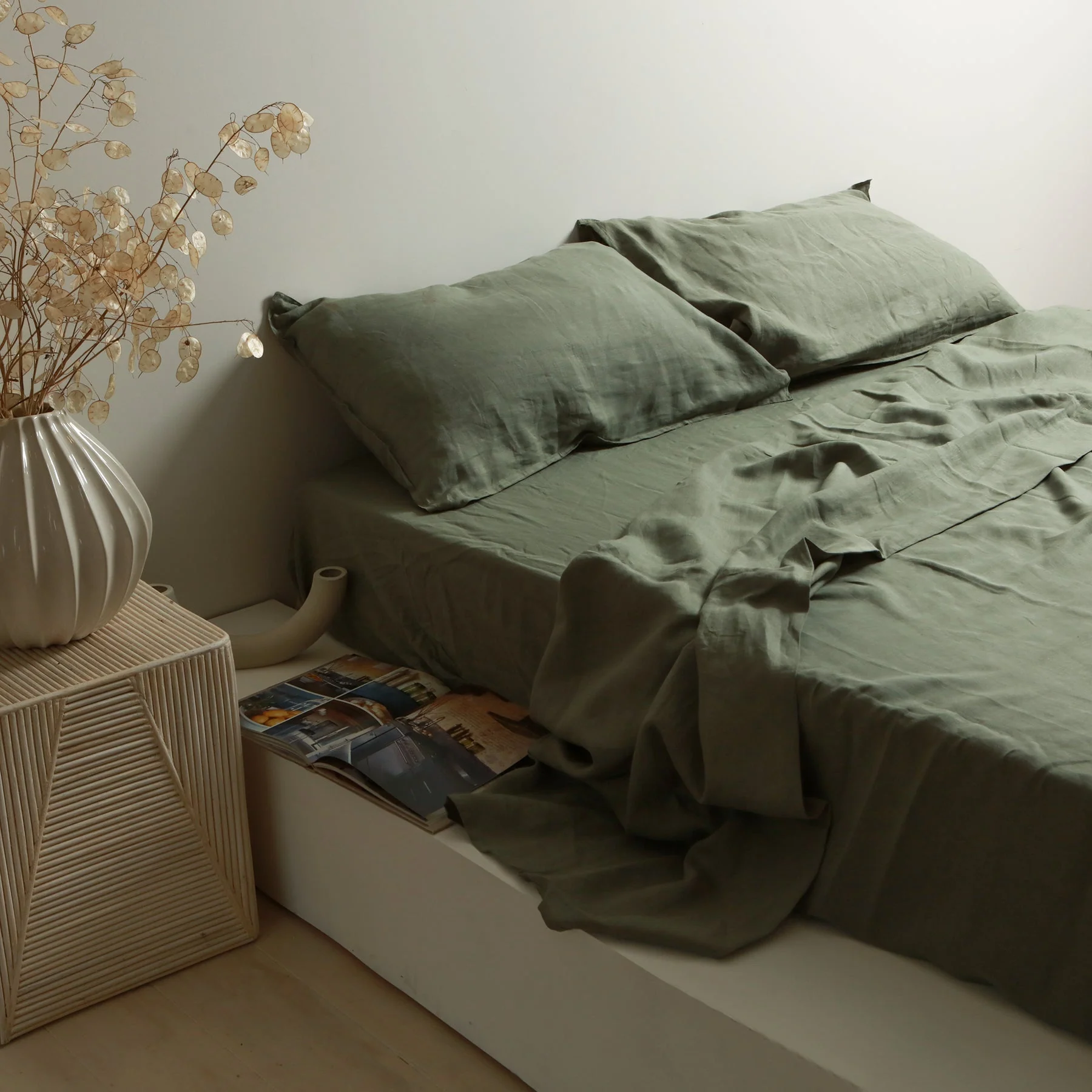 100% French Flax Linen Sheet Set- Lichen - Image 3