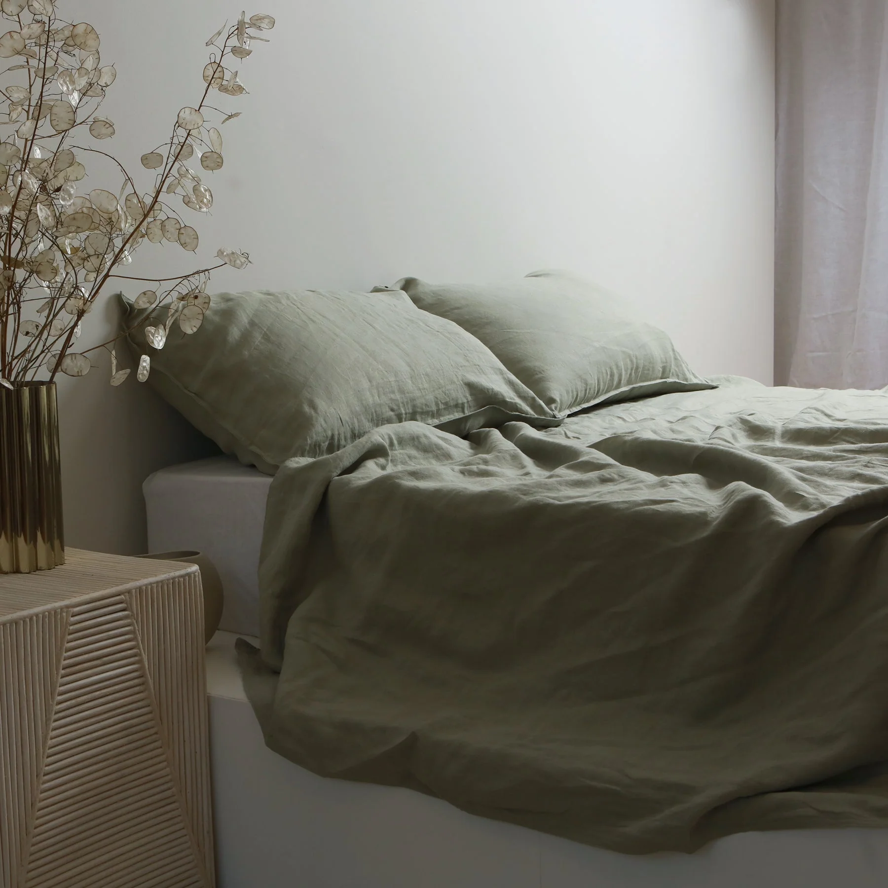 100% French Flax Linen Sheet set- Sage - Image 3