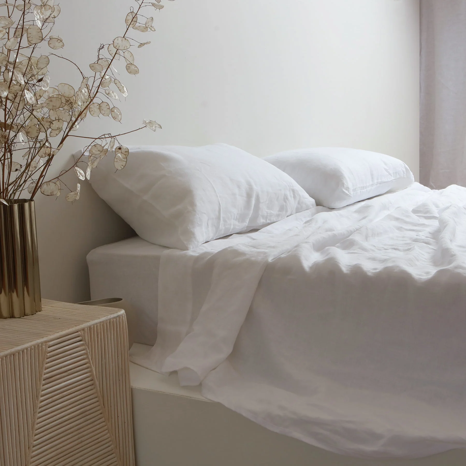 100% French Flax Linen Sheet set- White - Image 4