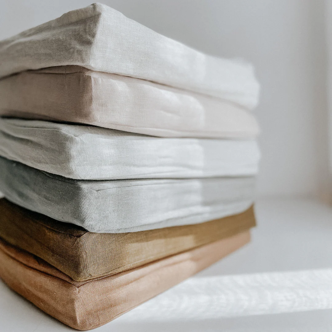 100% French Flax Linen fitted Cot Sheet- Natural Oat - Image 4
