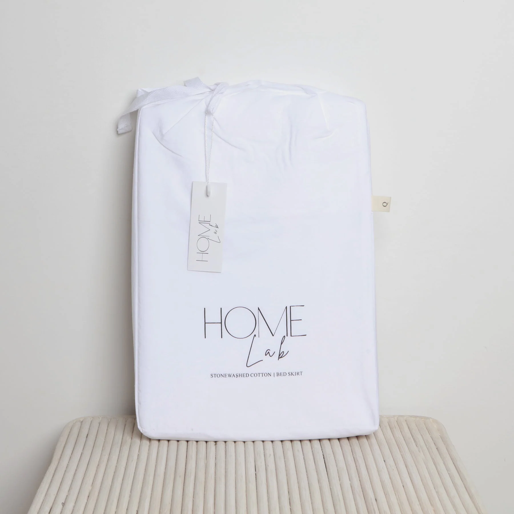 100% Stonewashed Cotton Bed Skirt- White - Image 3