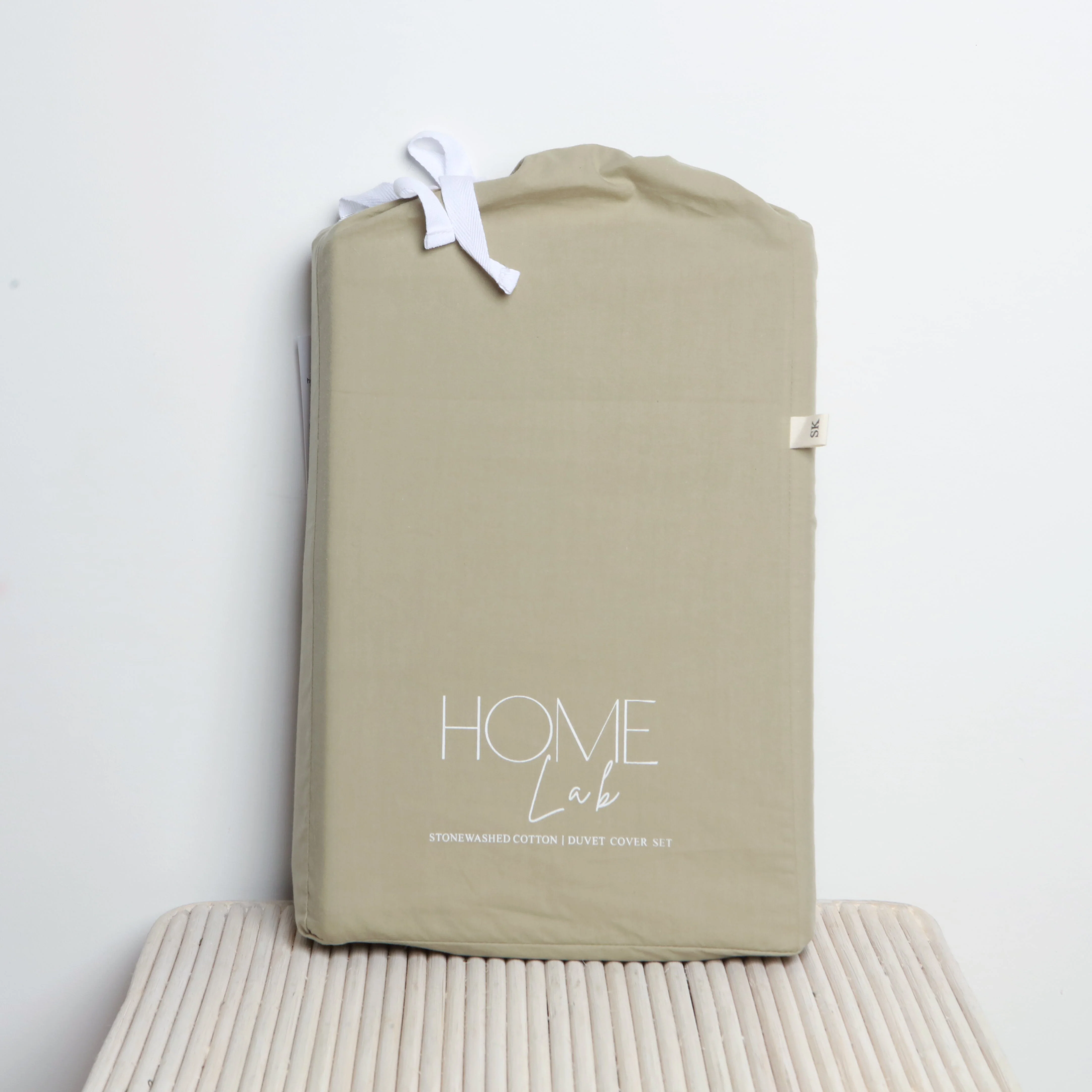 100% Stonewashed Cotton Duvet Set- Light Khaki - Image 4
