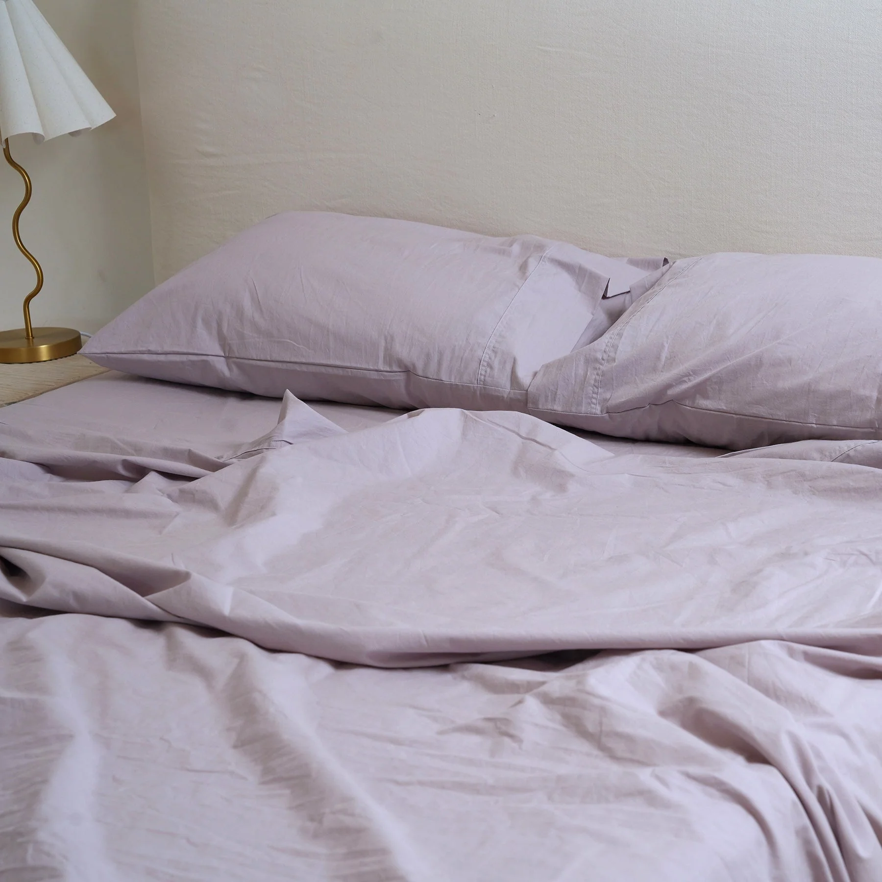 100% Stonewashed Cotton Sheet Set- Lavender - Image 5