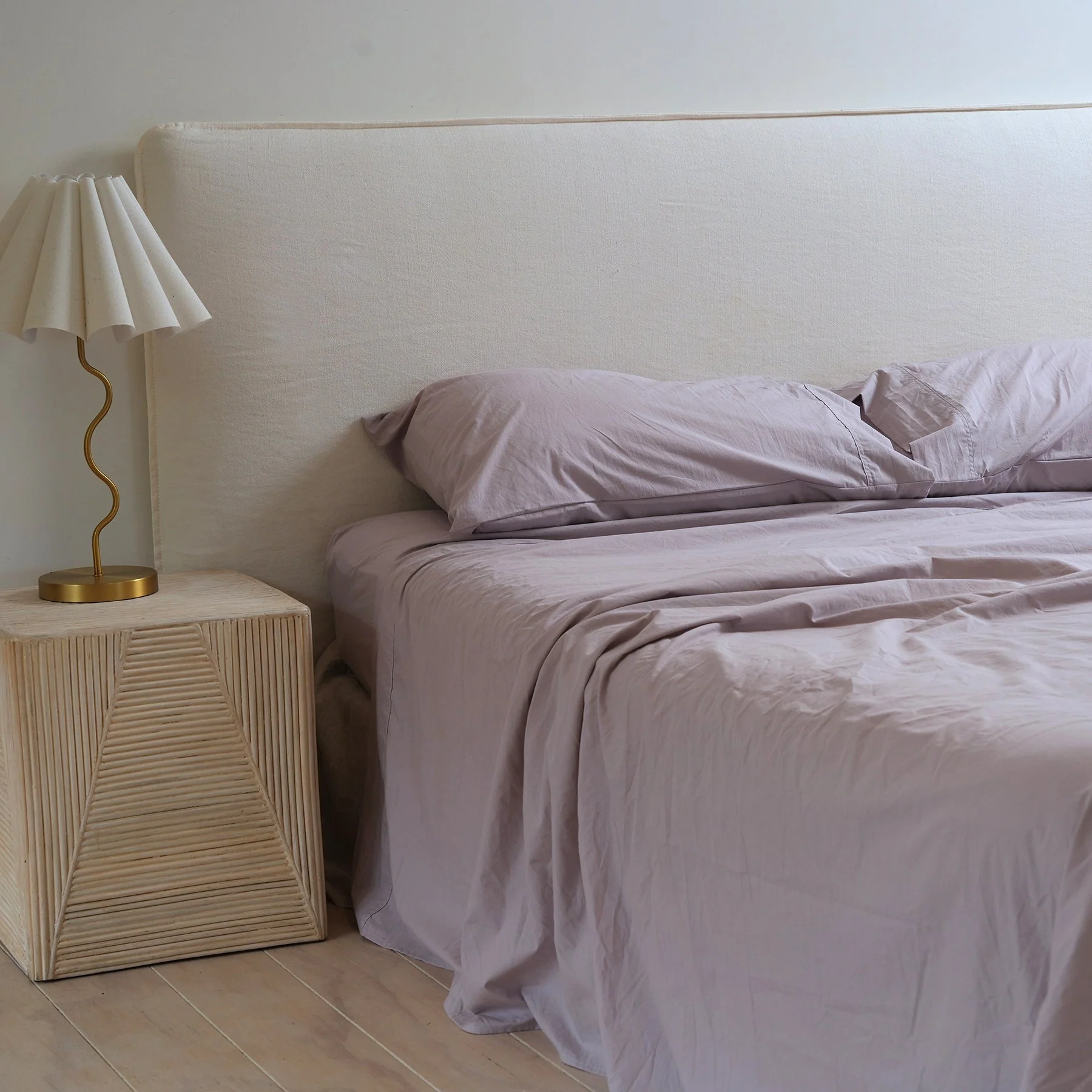 100% Stonewashed Cotton Sheet Set- Lavender - Image 6